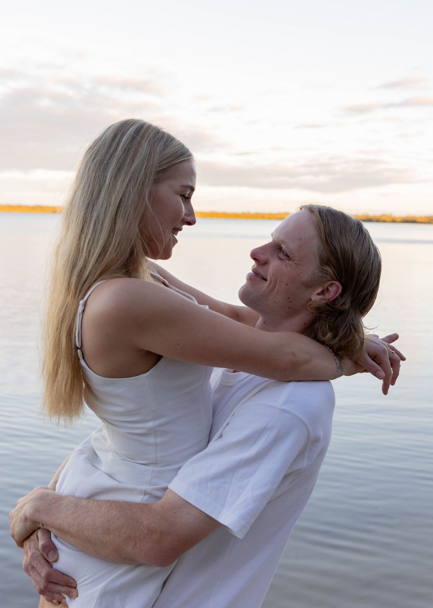 Couple photos at a lake.