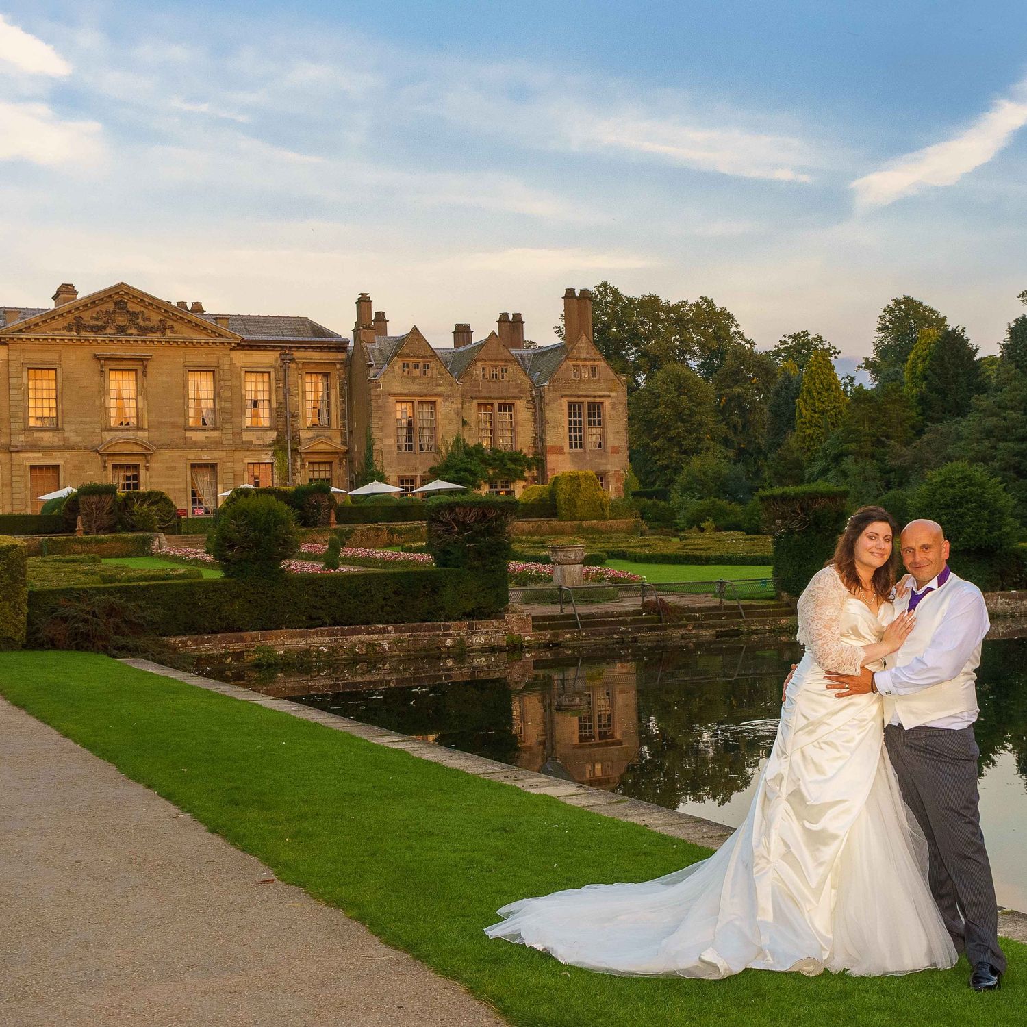 Bride and groom portrait at Coombe Abbey Hotel