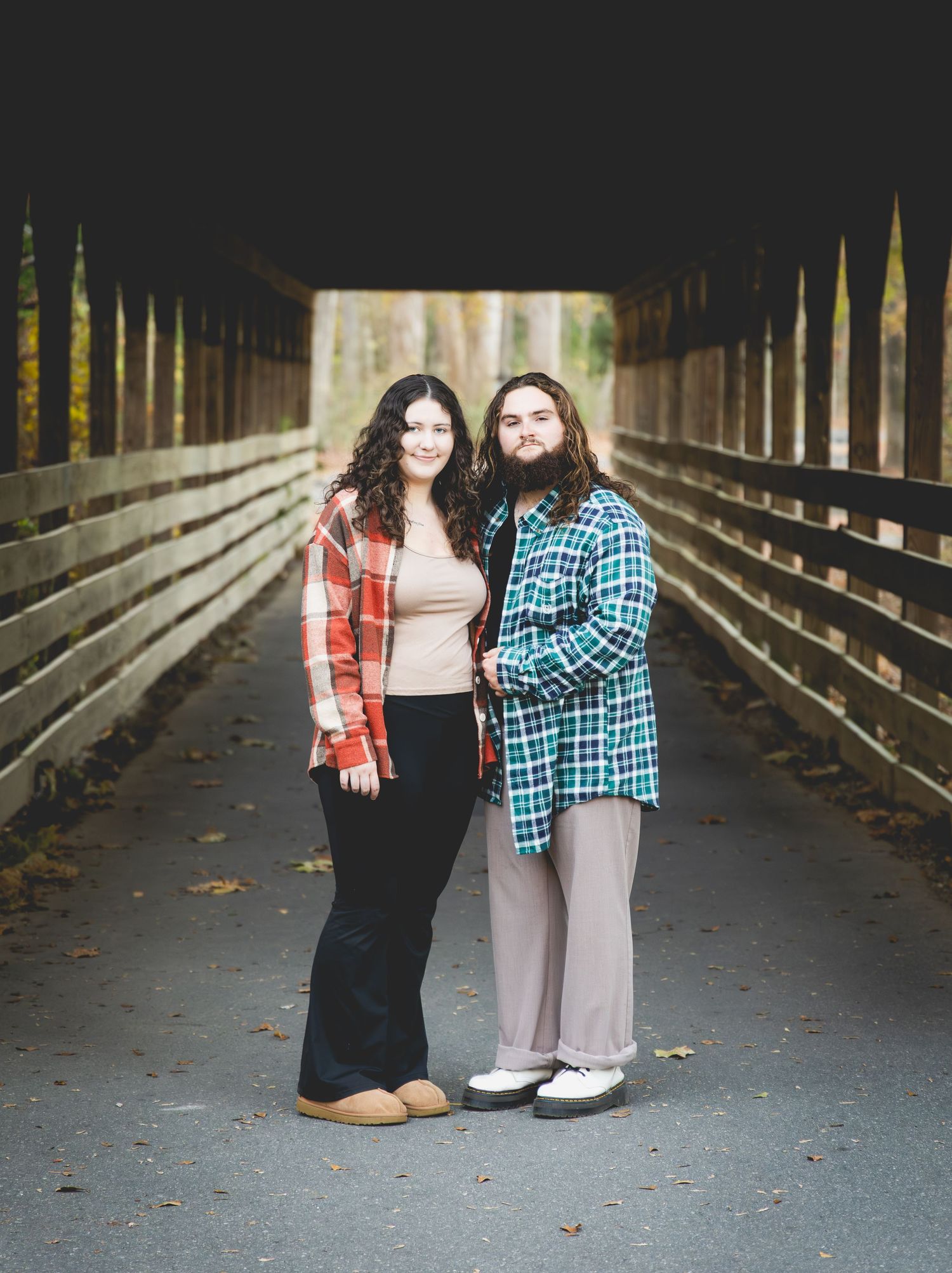 Series of casual portraits taken on a wooden bridge walkway.