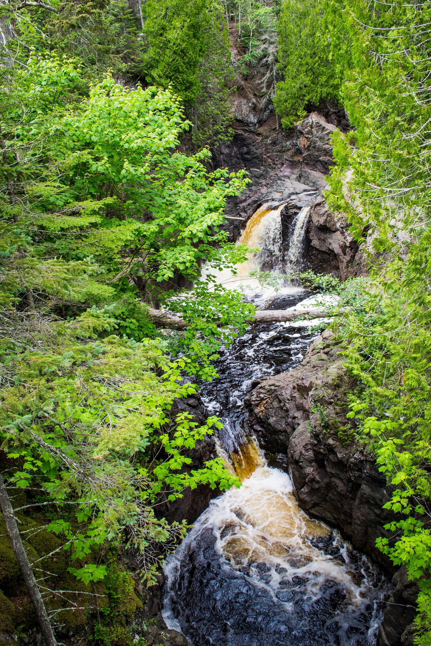 Photo of waterfalls cascading down.