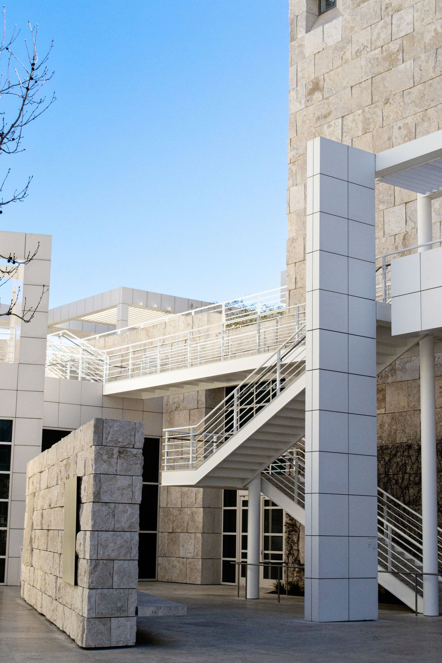 Photo of stairs at the Getty in Los Angeles.