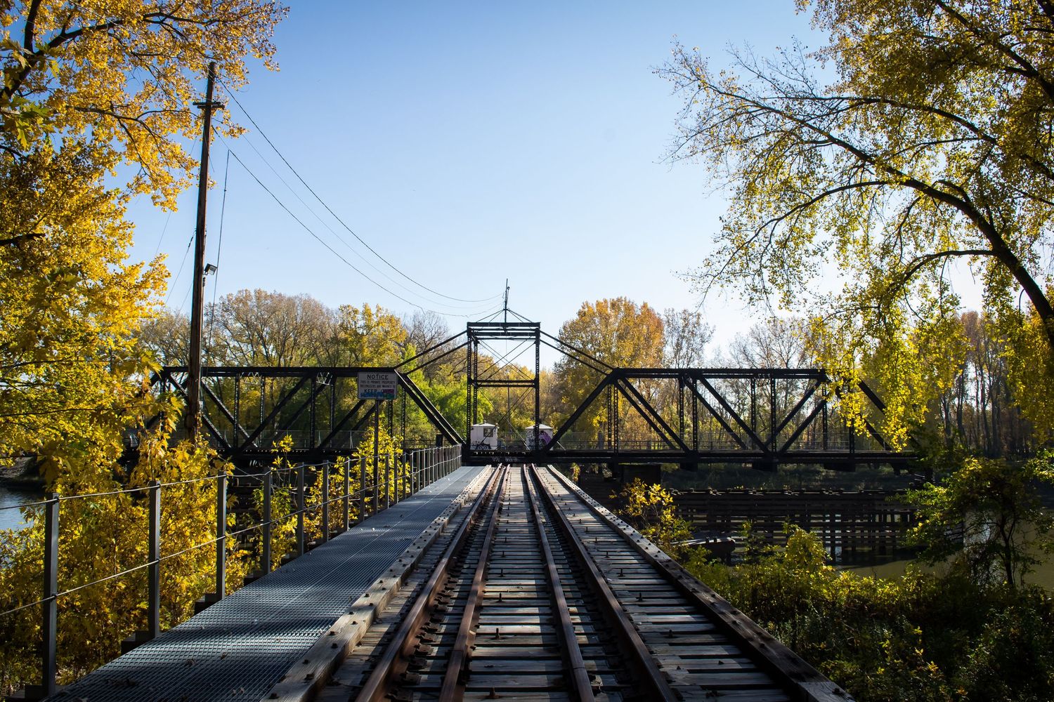 Photo of a railroad and a bridge.