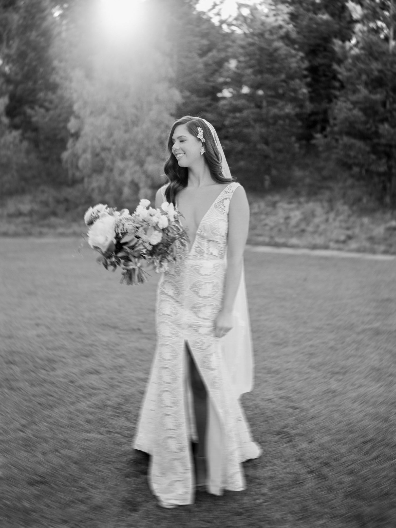 Dreamy black and white portrait of a bride at Carmel Valley Ranch.