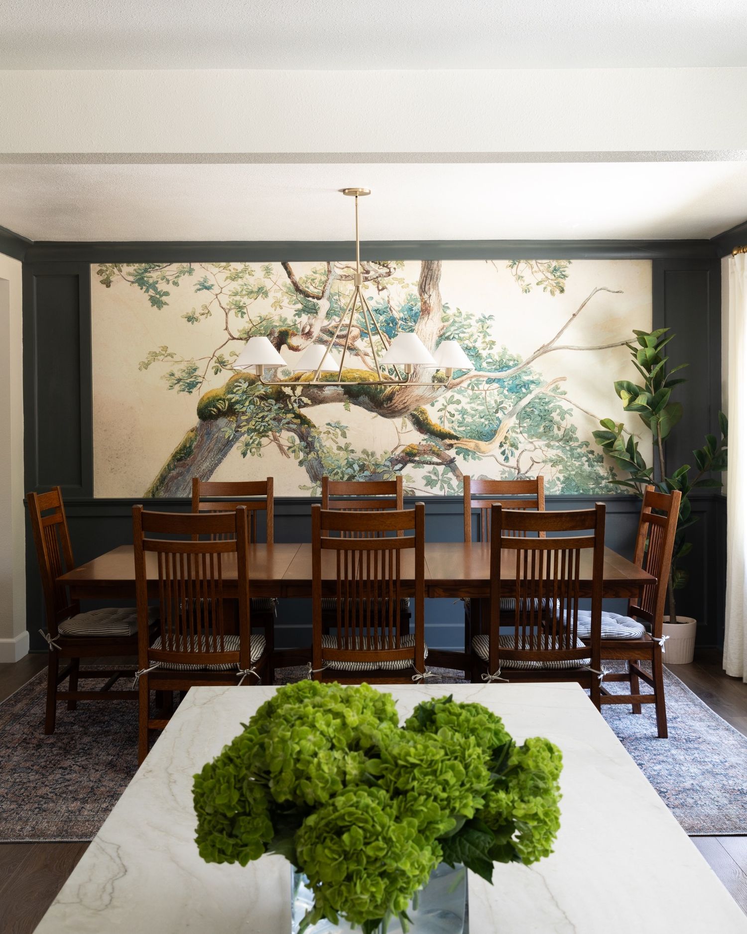 Wallpaper mural in La Habra designed by Cait Sourapas Interiors and professionally photographed by Kristen Cox
