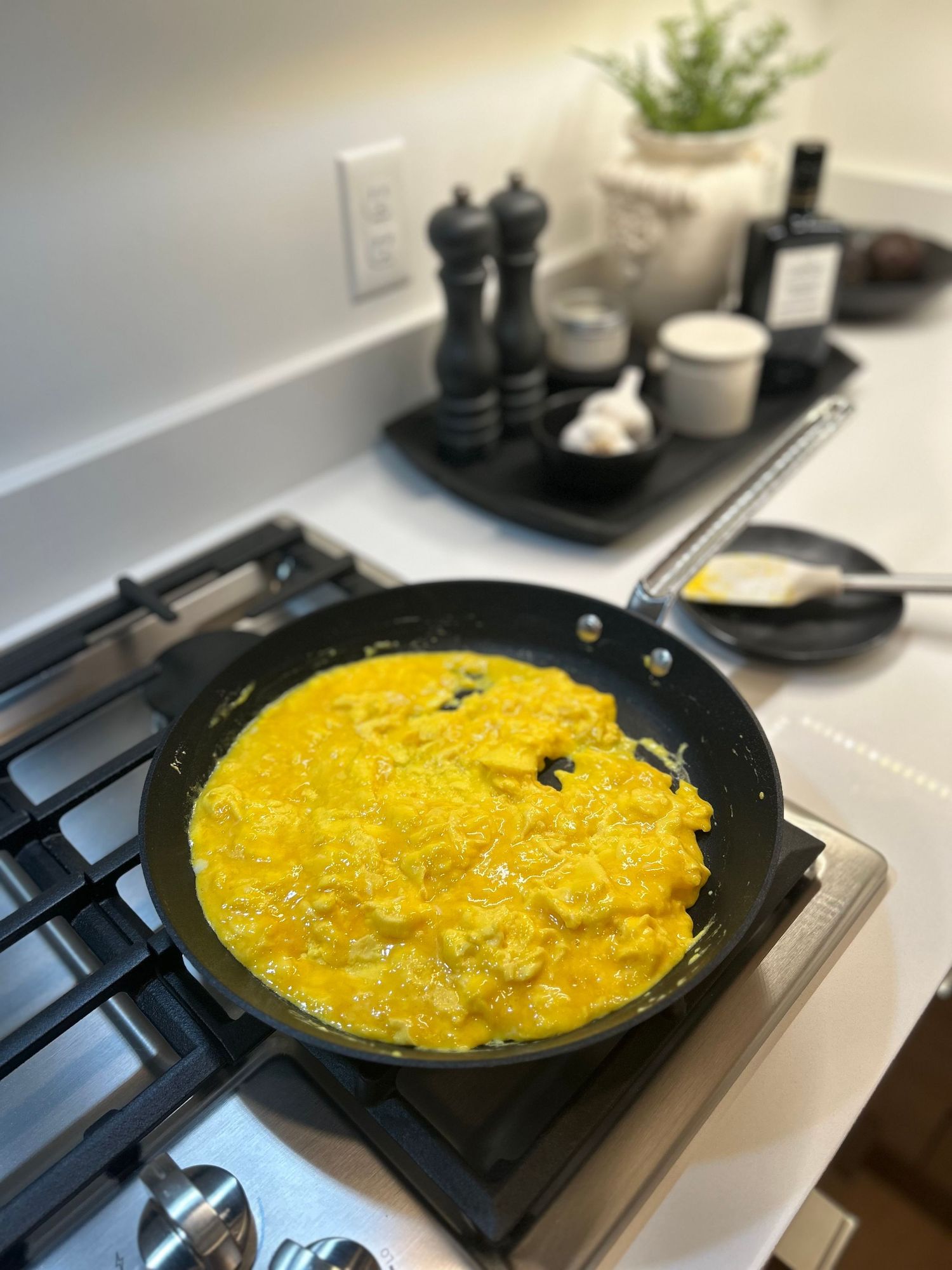 Yummy scrambled eggs made by a happy customer