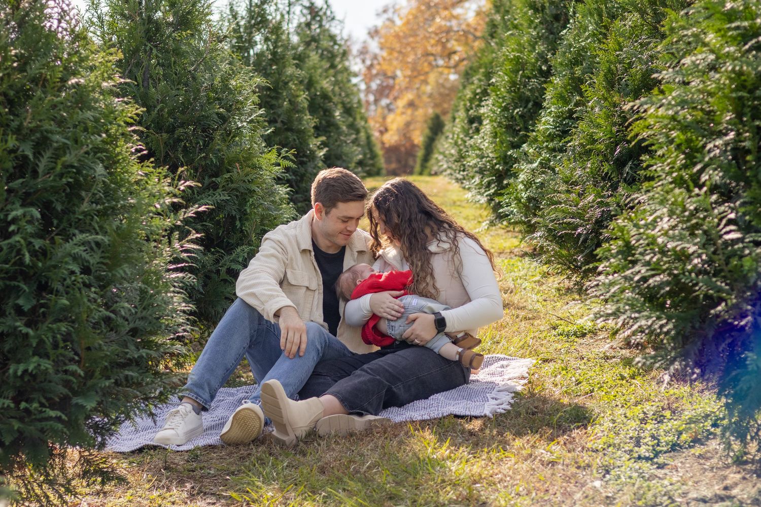 Family portrait sessions at Almond Christmas Tree Farm in North Carolina