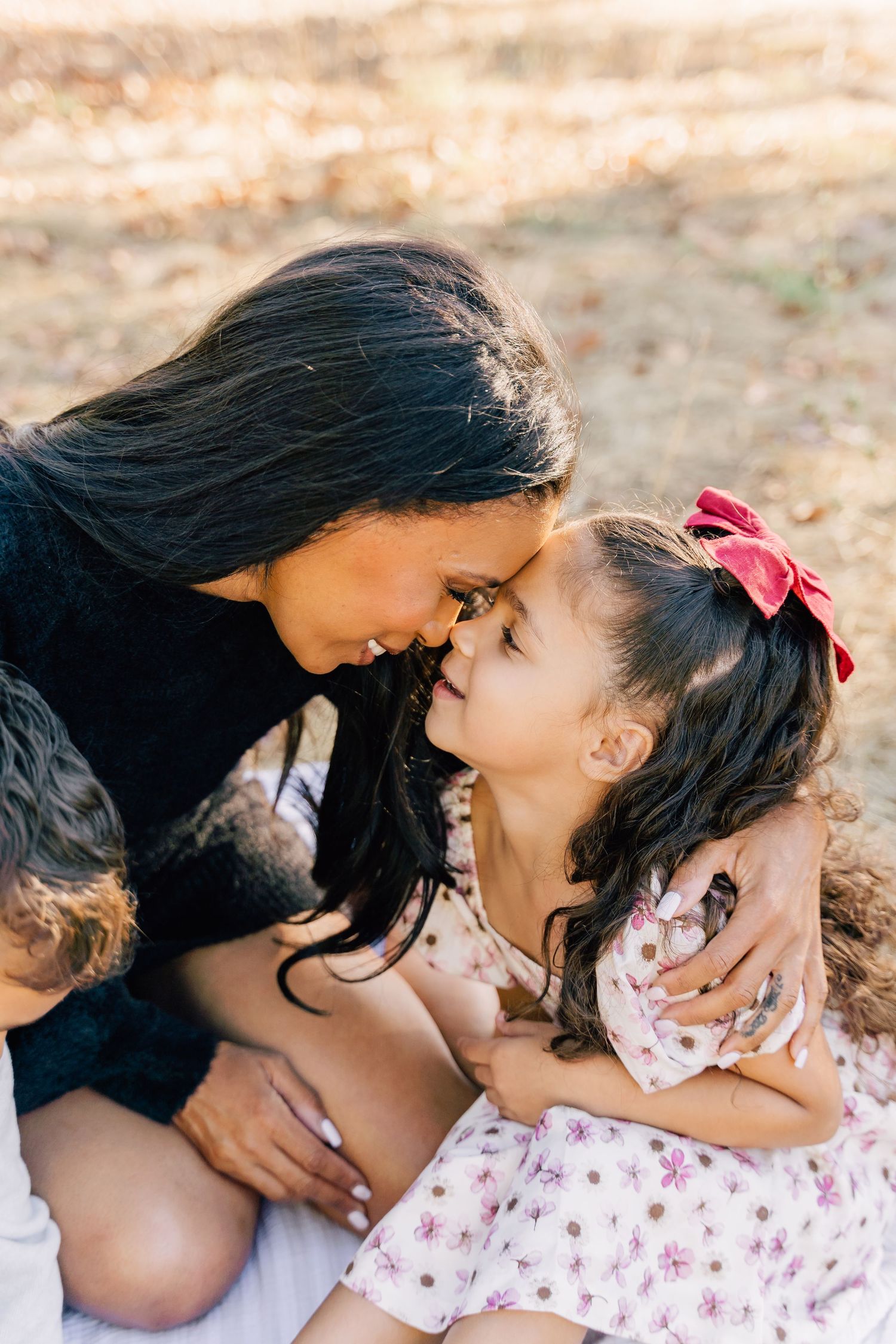 A tender moment captured in a series of close-up photos showing affectionate interaction between two people.