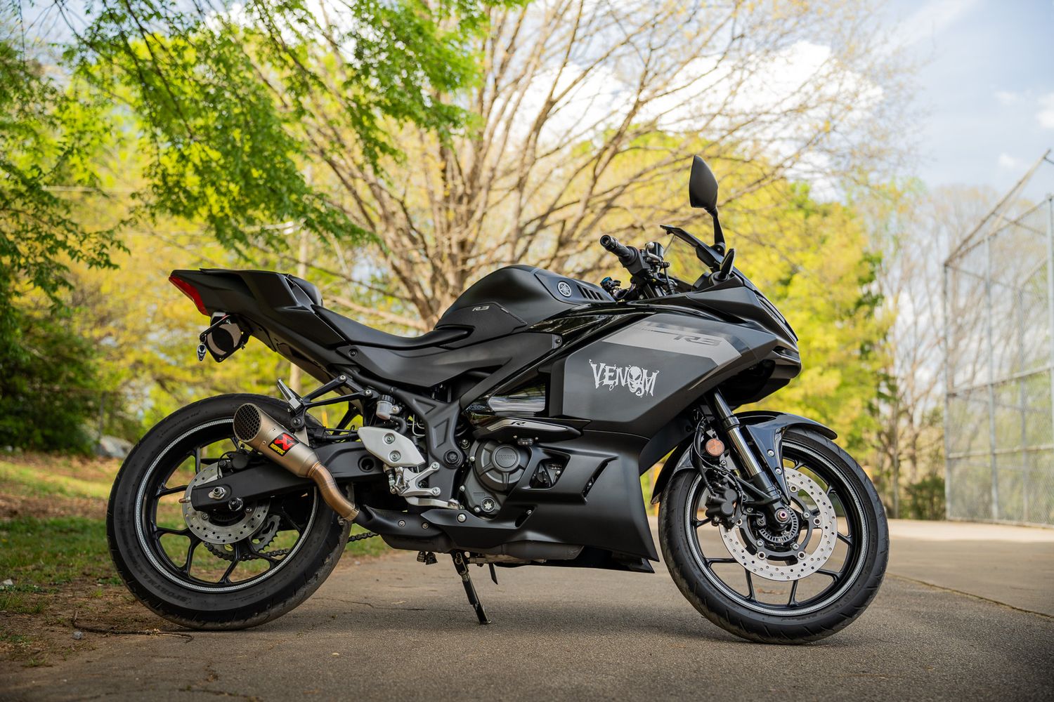 Portrait of Atlanta black motorcycle at Perkerson Park