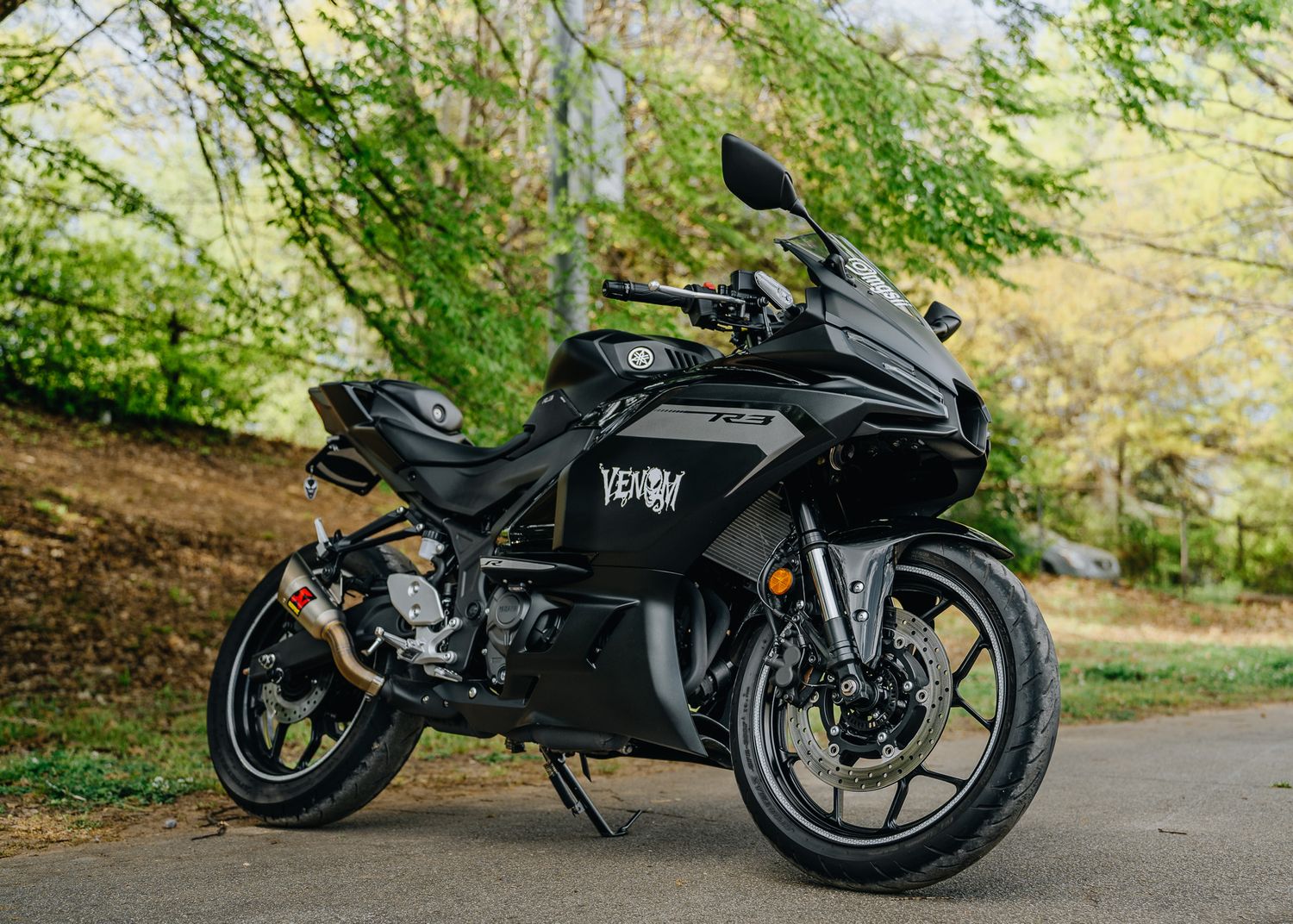 Portrait of Atlanta black motorcycle at Perkerson Park