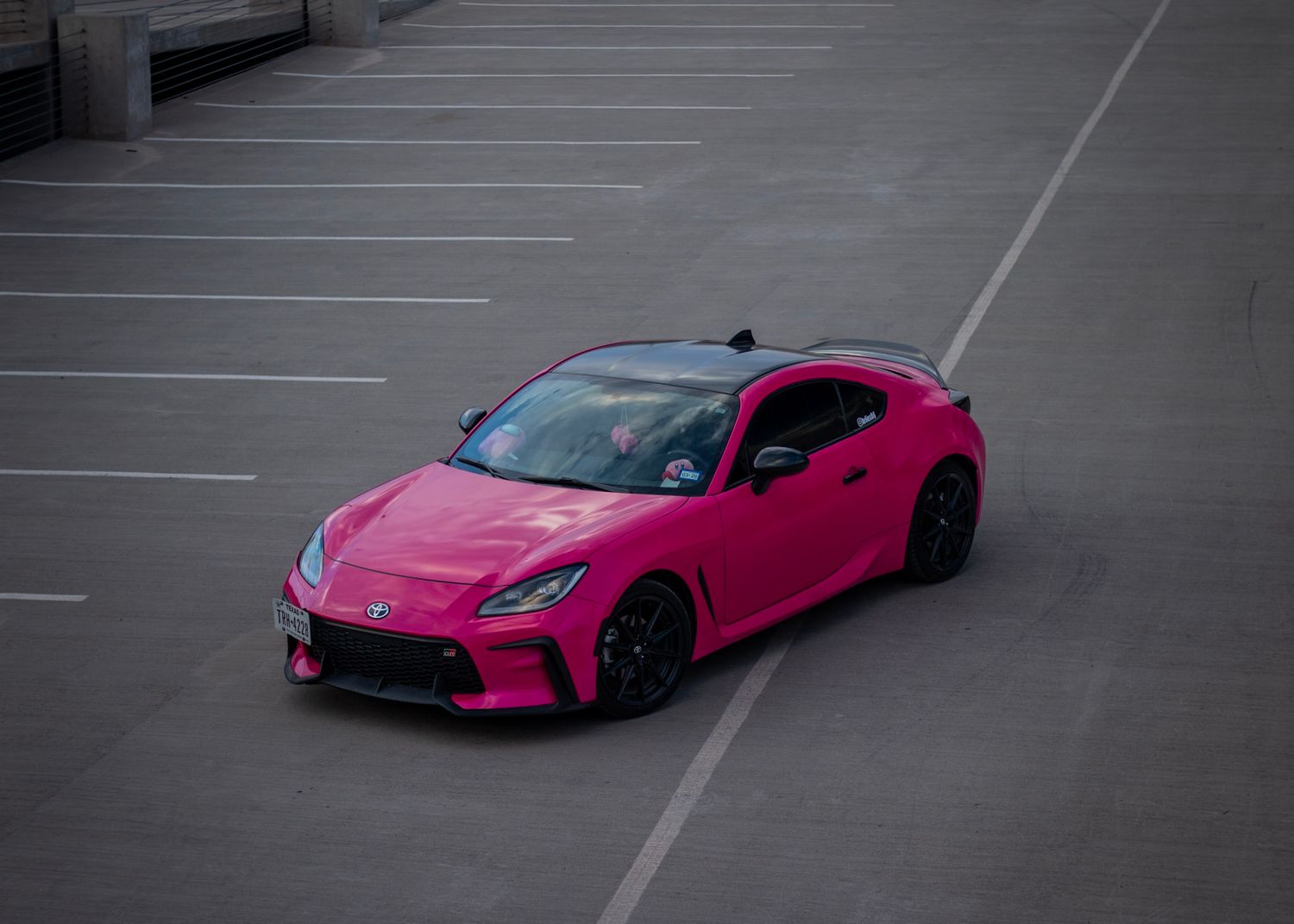 GR86 car at top of parking garage in El Paso, TX