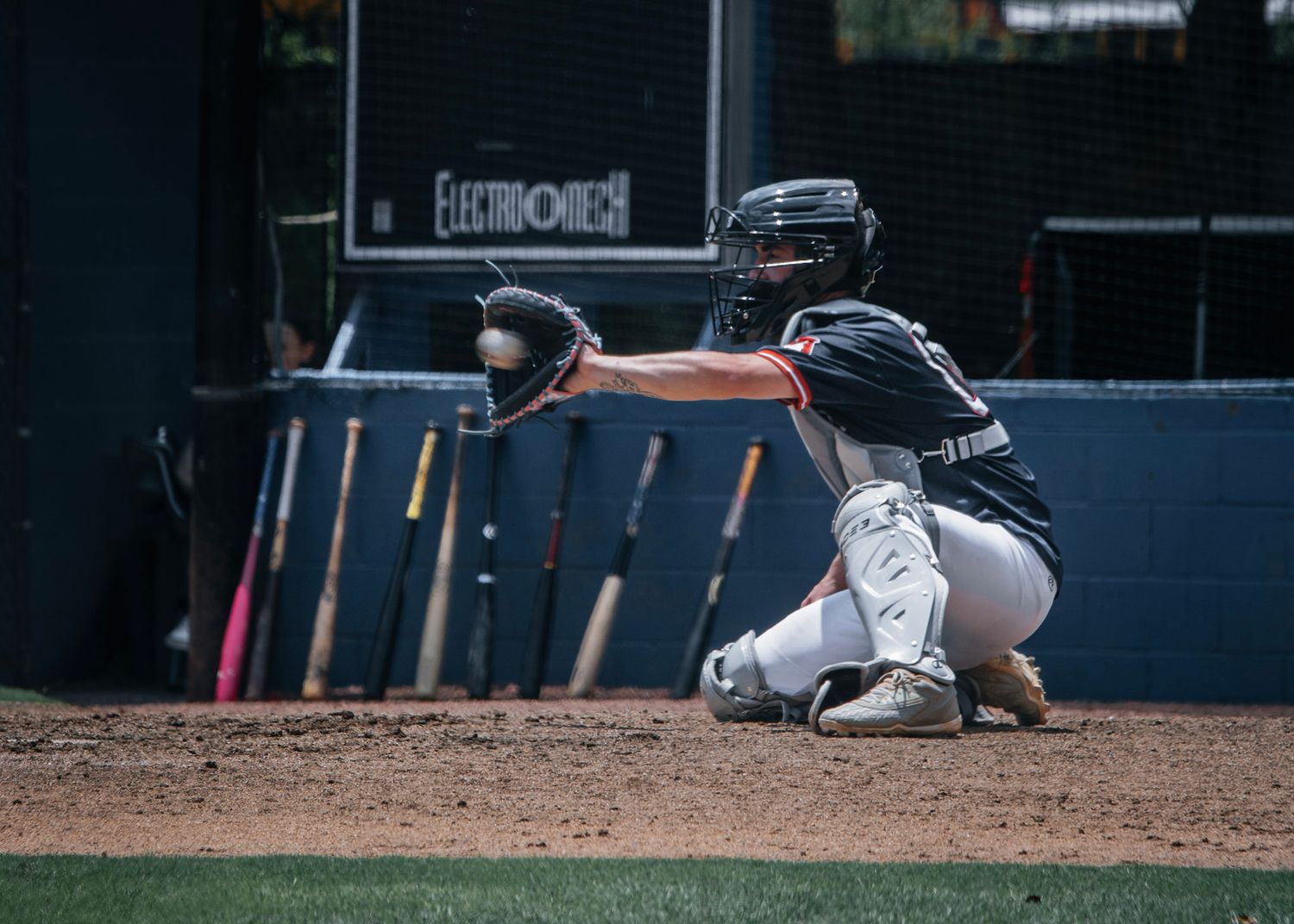 Baseball Sports Portrait action shot of catcher