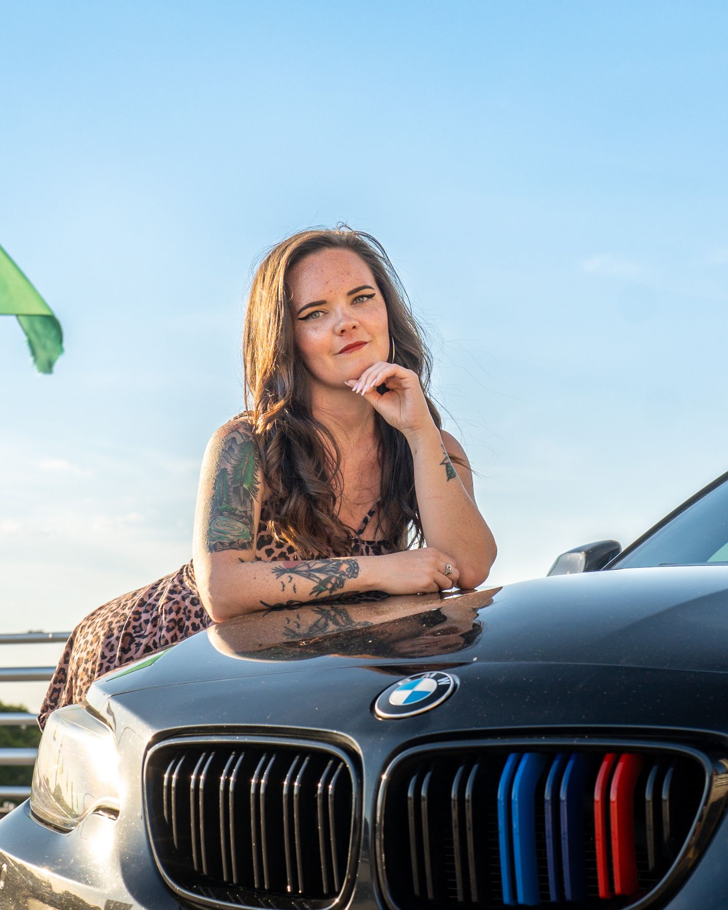 Atlanta model posed with BMW car