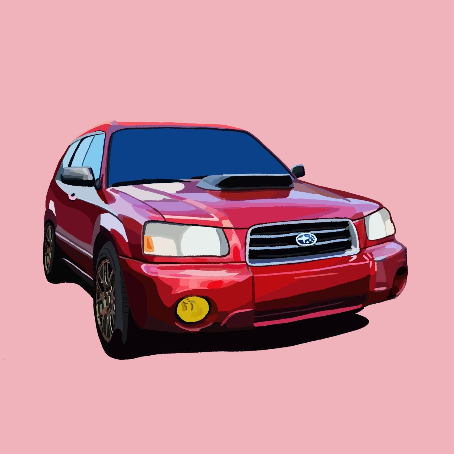 Digital art commission of a Subaru WRX car