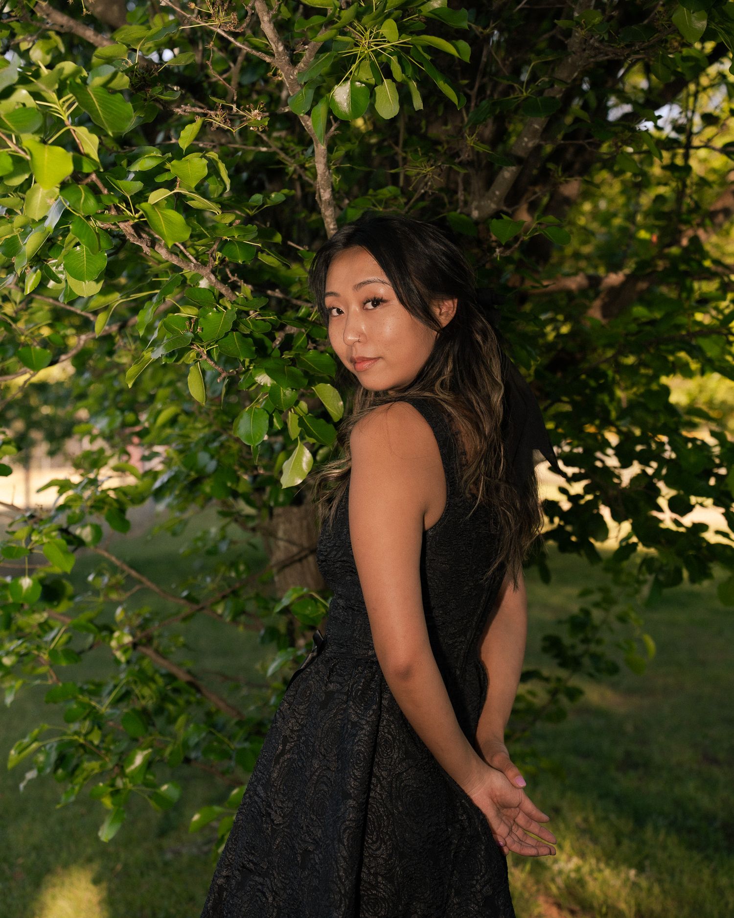 Portrait Photo at Perkerson Park in Atlanta, GA in a black dress