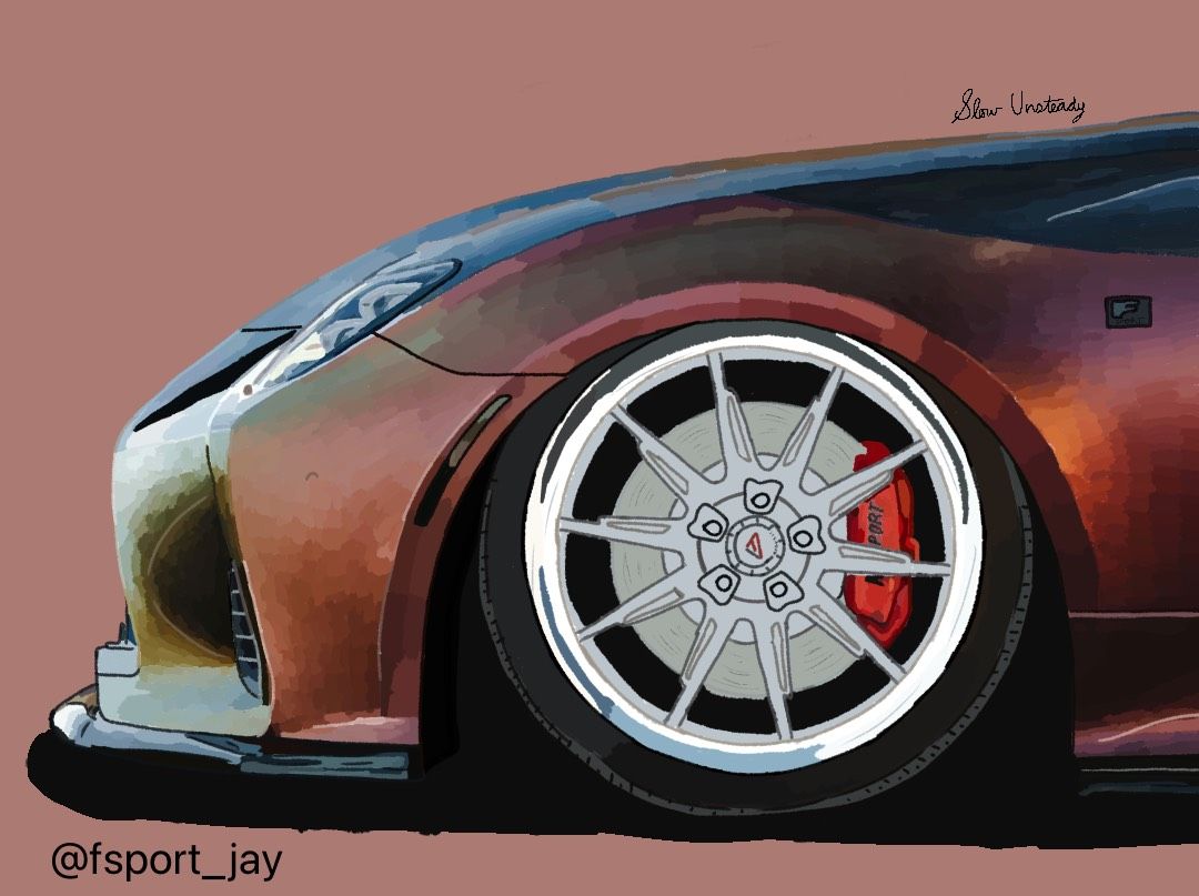 Digital art commission of a Lexus with a custom color shift wrap