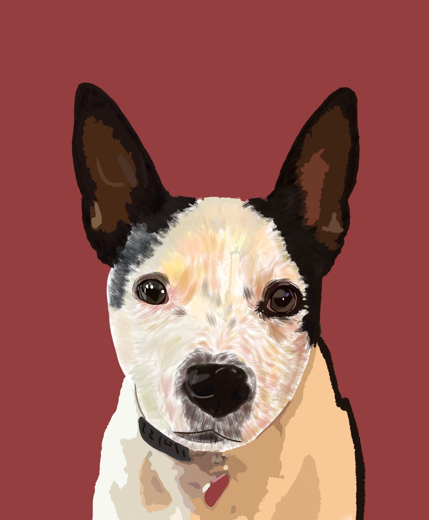 Digital art commission of a white dog