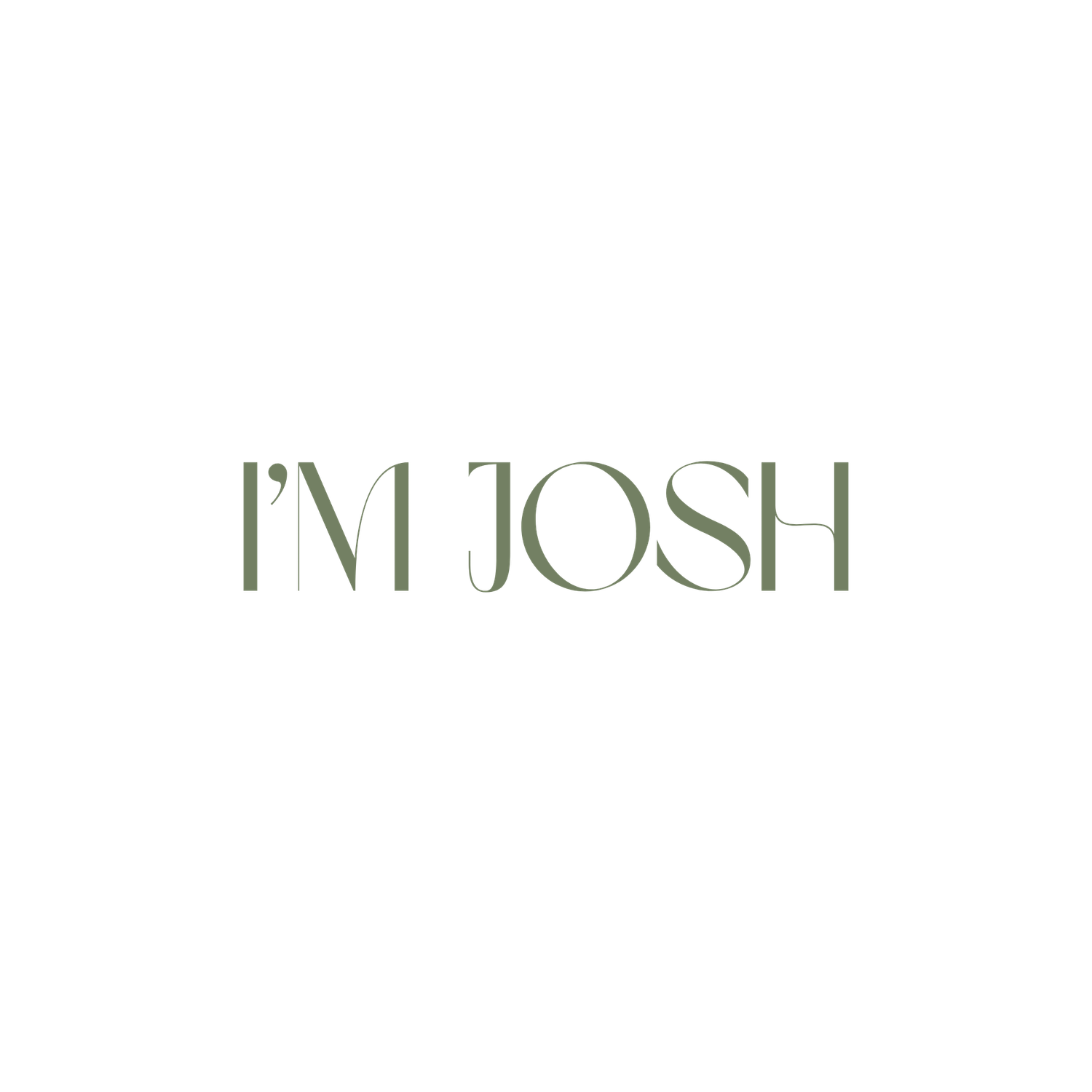 I'm Josh brand logo in sage green serif typography on a clean white background.