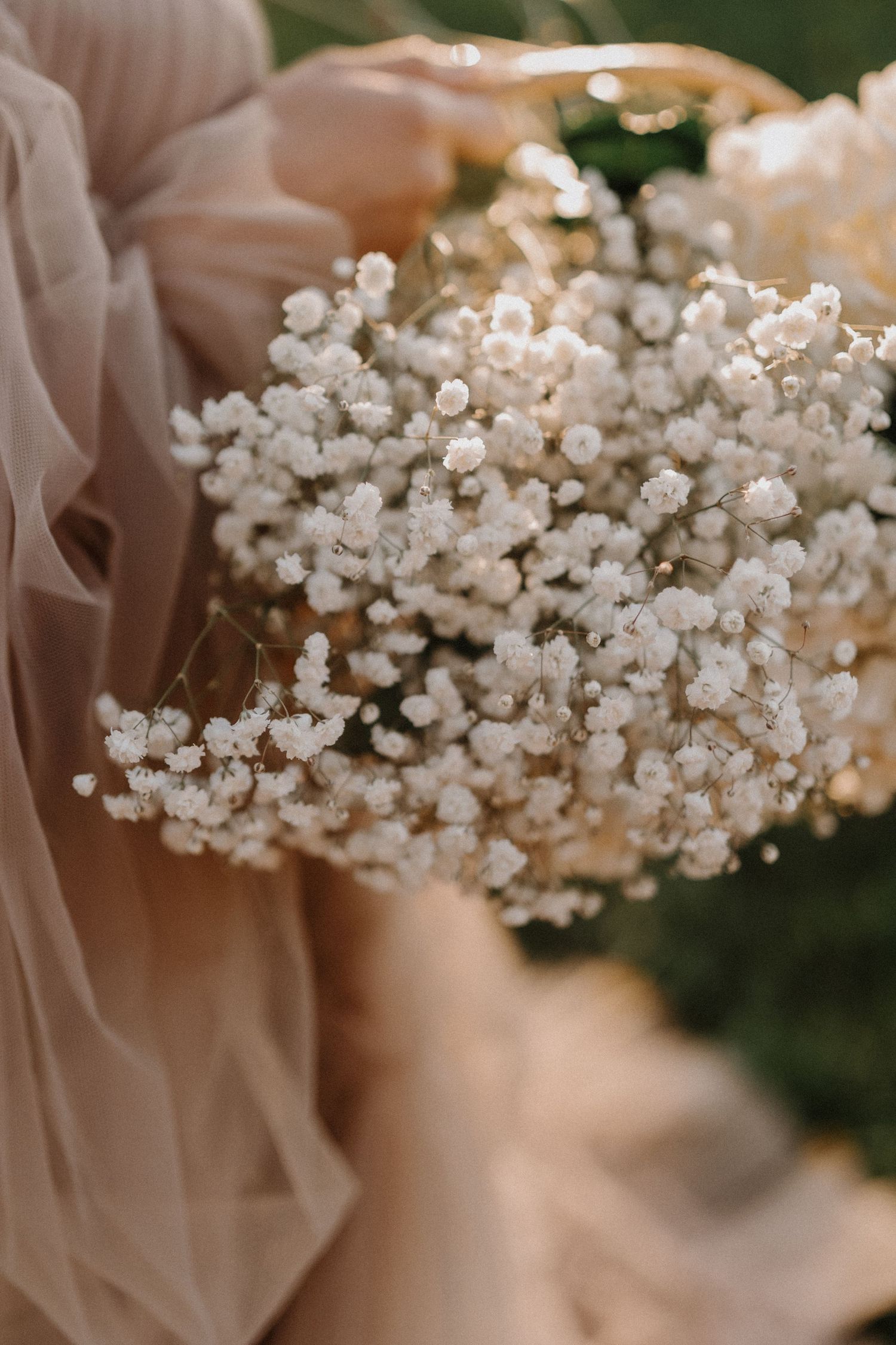 Close-up of delicate baby's breath flowers creating a soft, ethereal arrangement.