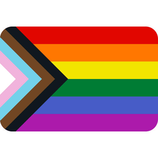 The Progress Pride flag design on a rectangular background.