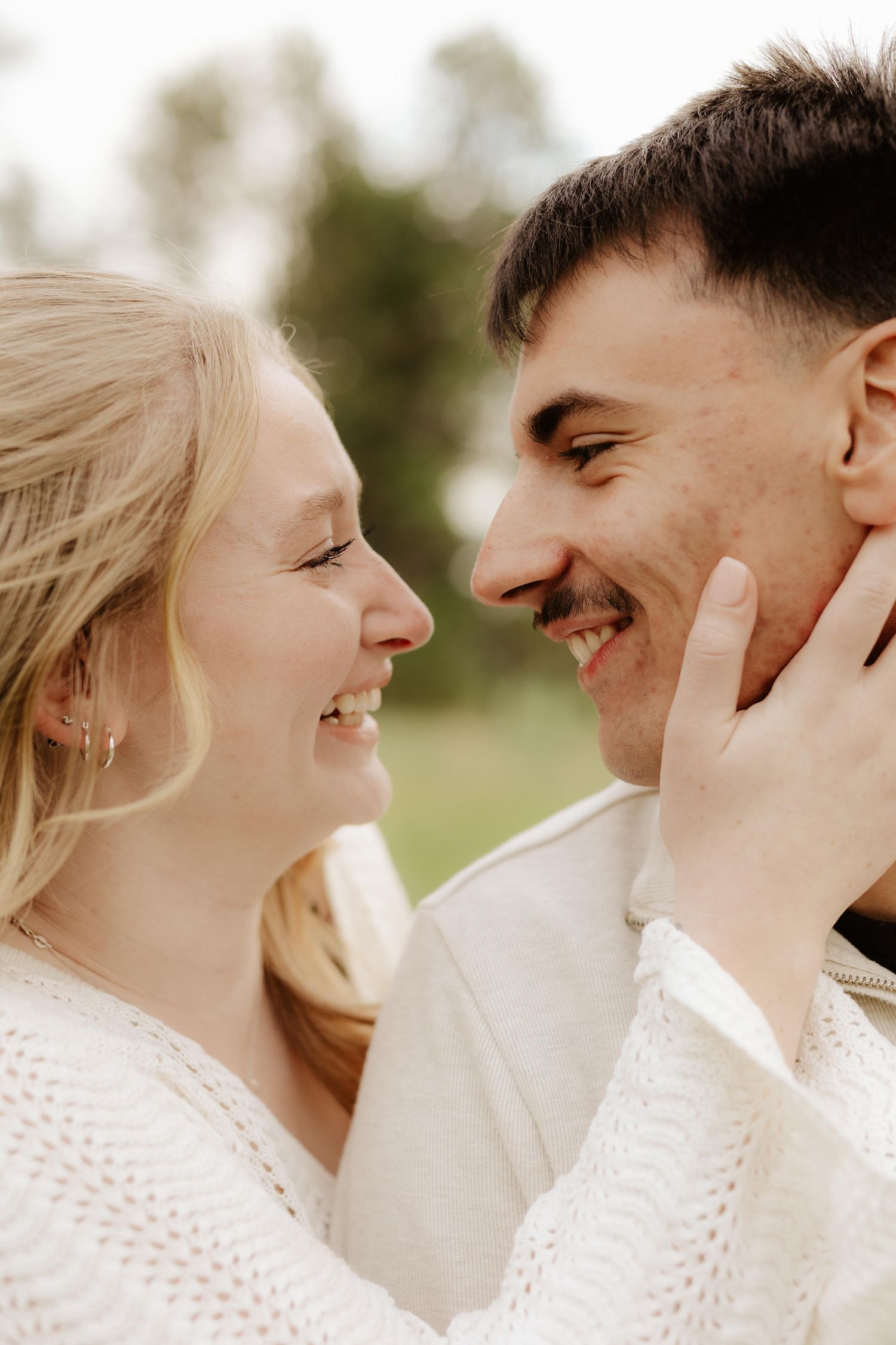 Engagement photography at Pioneers Park in Lincoln, NE. Romantic outdoor session with natural light, perfect for Nebraska couples