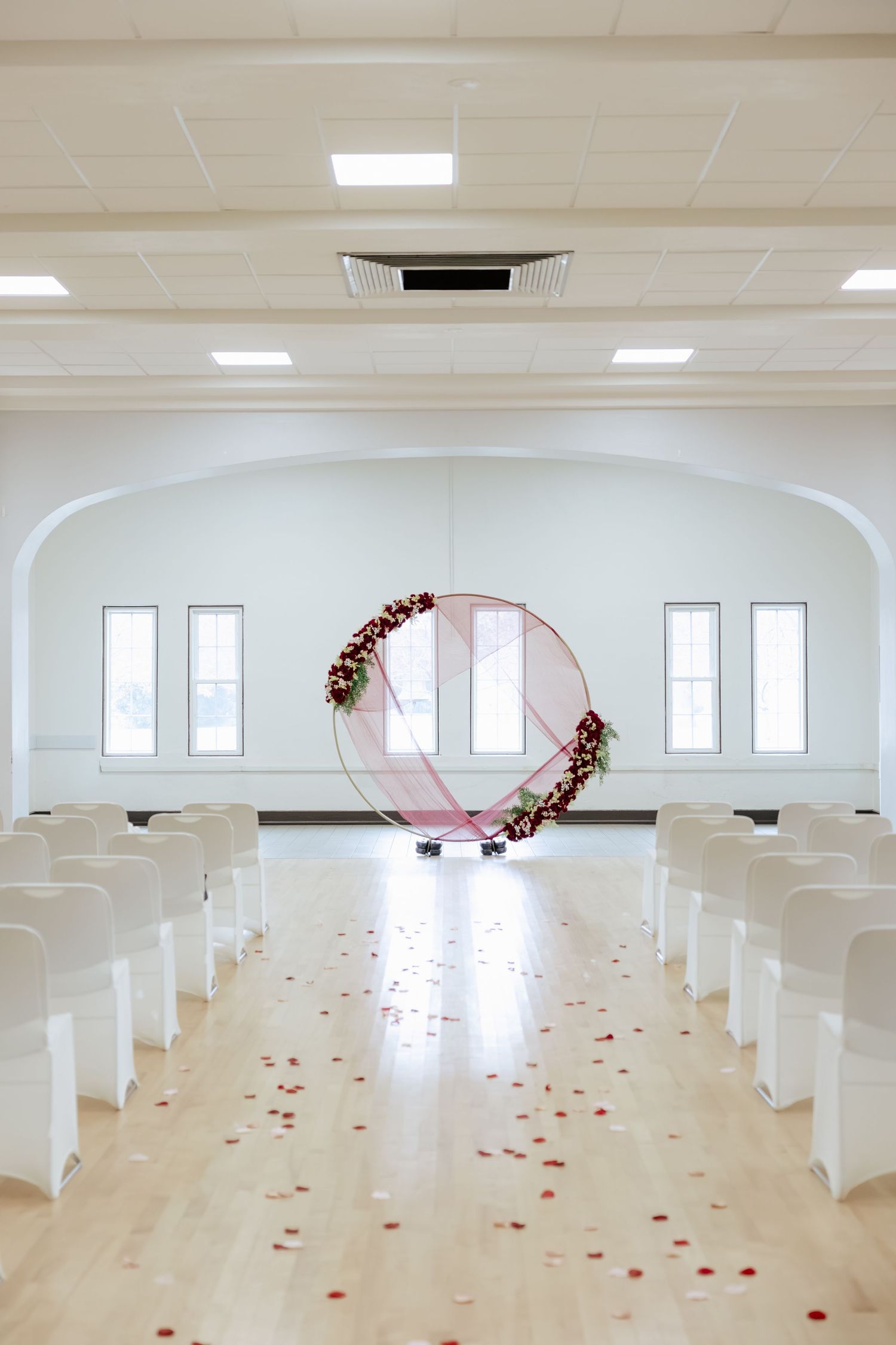 Wedding ceremony inside Auld Pavilion in Lincoln Nebraska