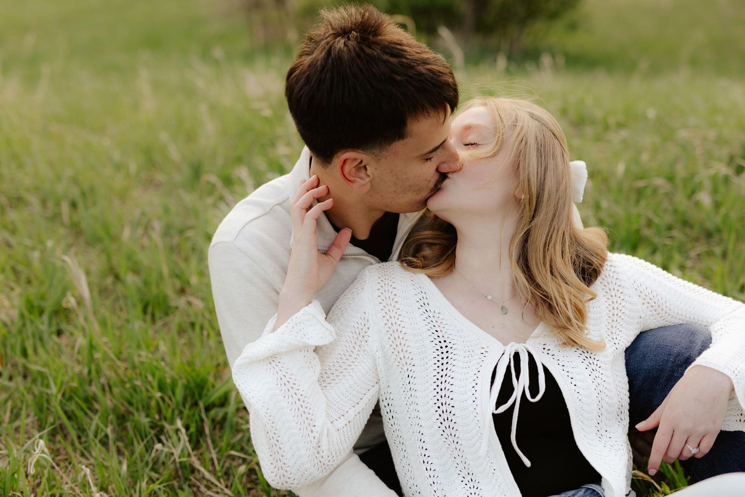 Engagement photography at Pioneers Park in Lincoln, NE. Romantic outdoor session with natural light, perfect for Nebraska couples