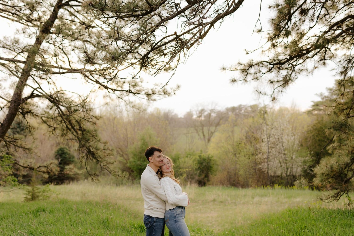 Engagement photography at Pioneers Park in Lincoln, NE. Romantic outdoor session with natural light, perfect for Nebraska couples