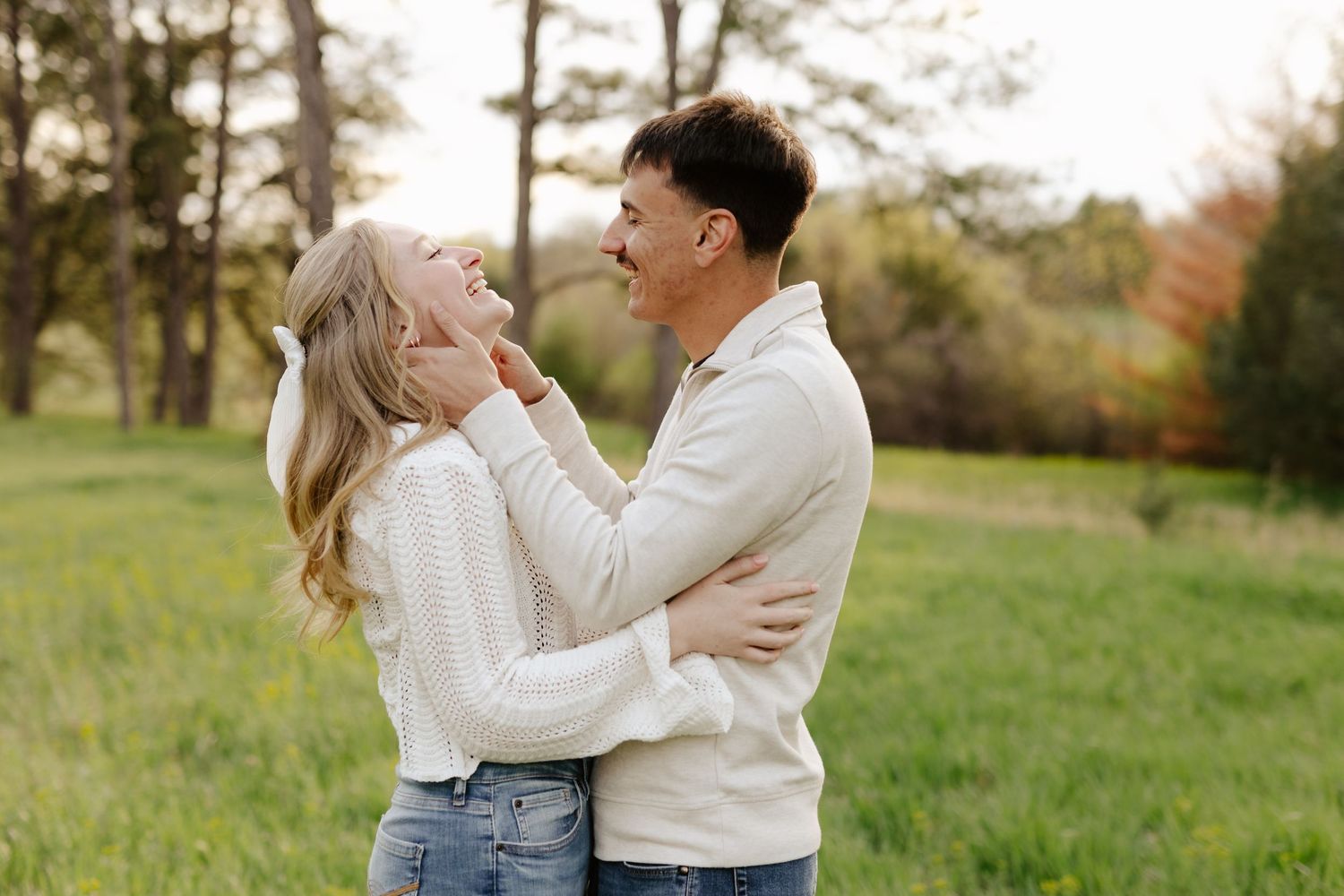 Engagement photography at Pioneers Park in Lincoln, NE. Romantic outdoor session with natural light, perfect for Nebraska couples