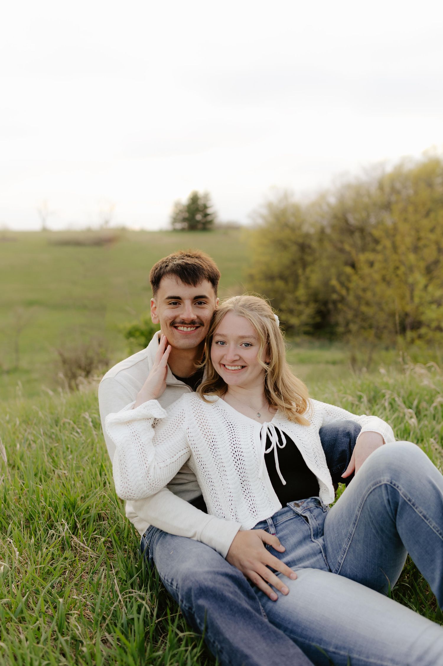 Engagement photography at Pioneers Park in Lincoln, NE. Romantic outdoor session with natural light, perfect for Nebraska couples