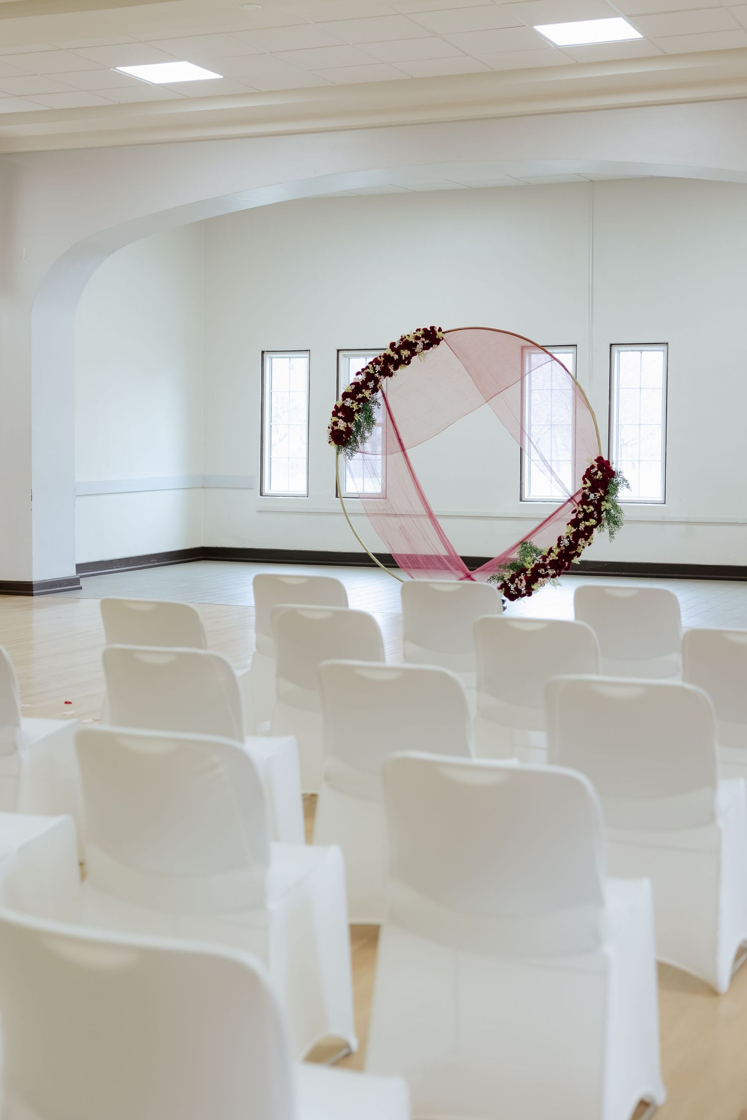 Wedding ceremony inside Auld Pavilion in Lincoln Nebraska