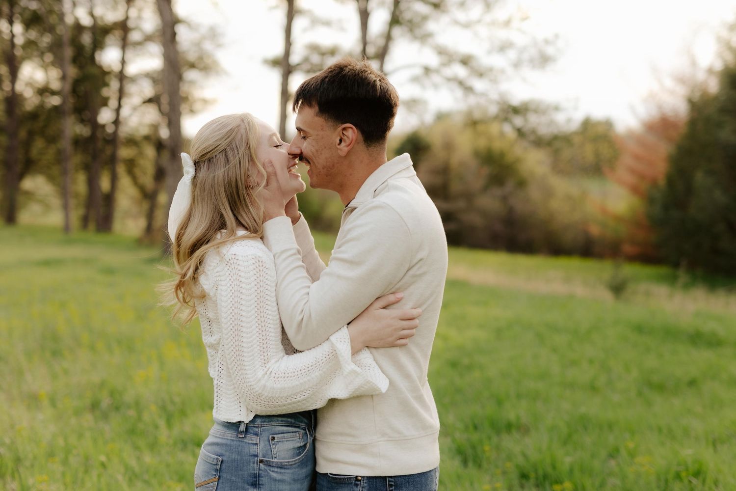 Engagement photography at Pioneers Park in Lincoln, NE. Romantic outdoor session with natural light, perfect for Nebraska couples