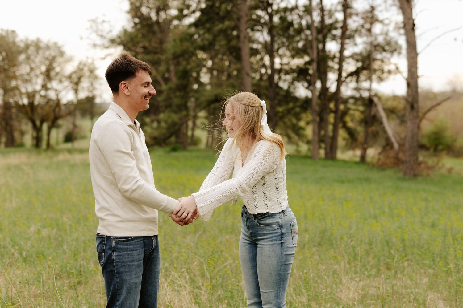 Engagement photography at Pioneers Park in Lincoln, NE. Romantic outdoor session with natural light, perfect for Nebraska couples