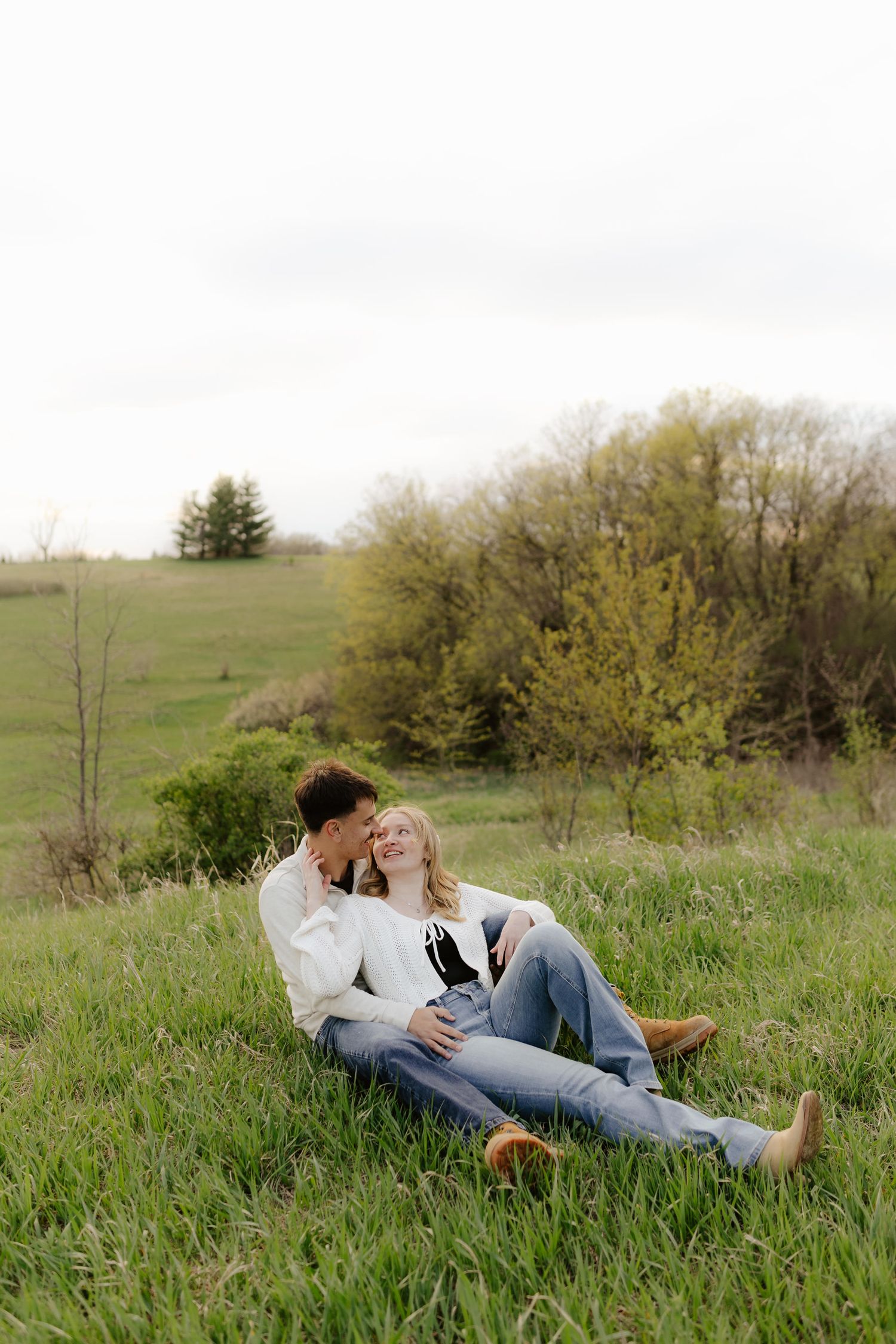 Engagement photography at Pioneers Park in Lincoln, NE. Romantic outdoor session with natural light, perfect for Nebraska couples