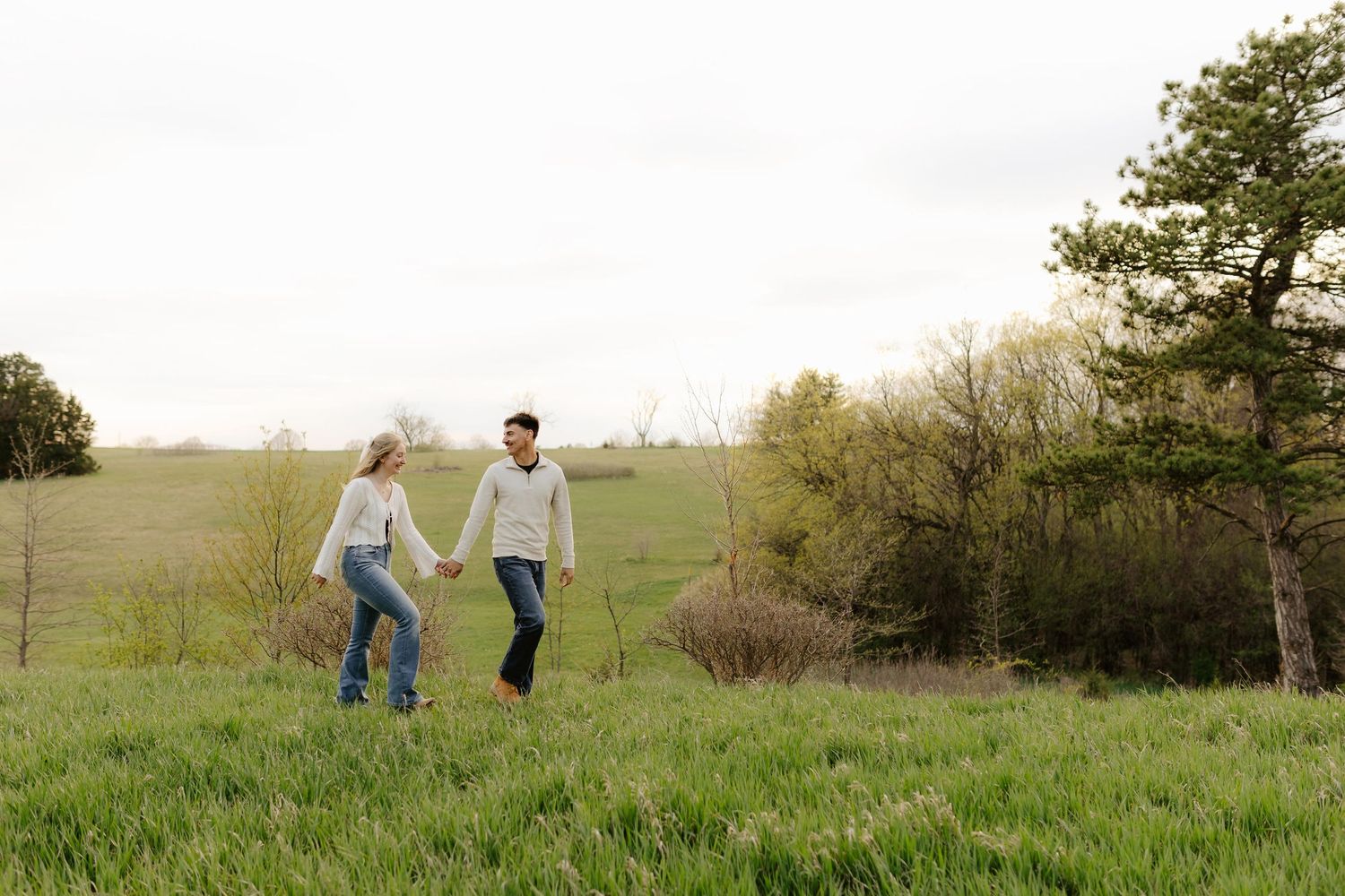 Engagement photography at Pioneers Park in Lincoln, NE. Romantic outdoor session with natural light, perfect for Nebraska couples