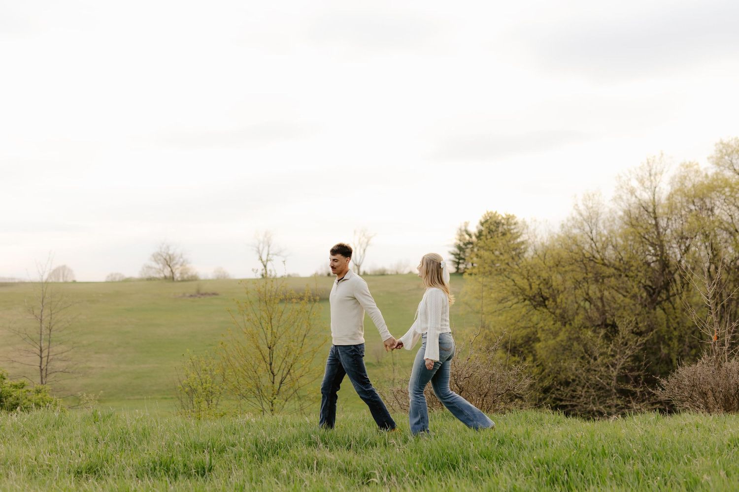 Engagement photography at Pioneers Park in Lincoln, NE. Romantic outdoor session with natural light, perfect for Nebraska couples