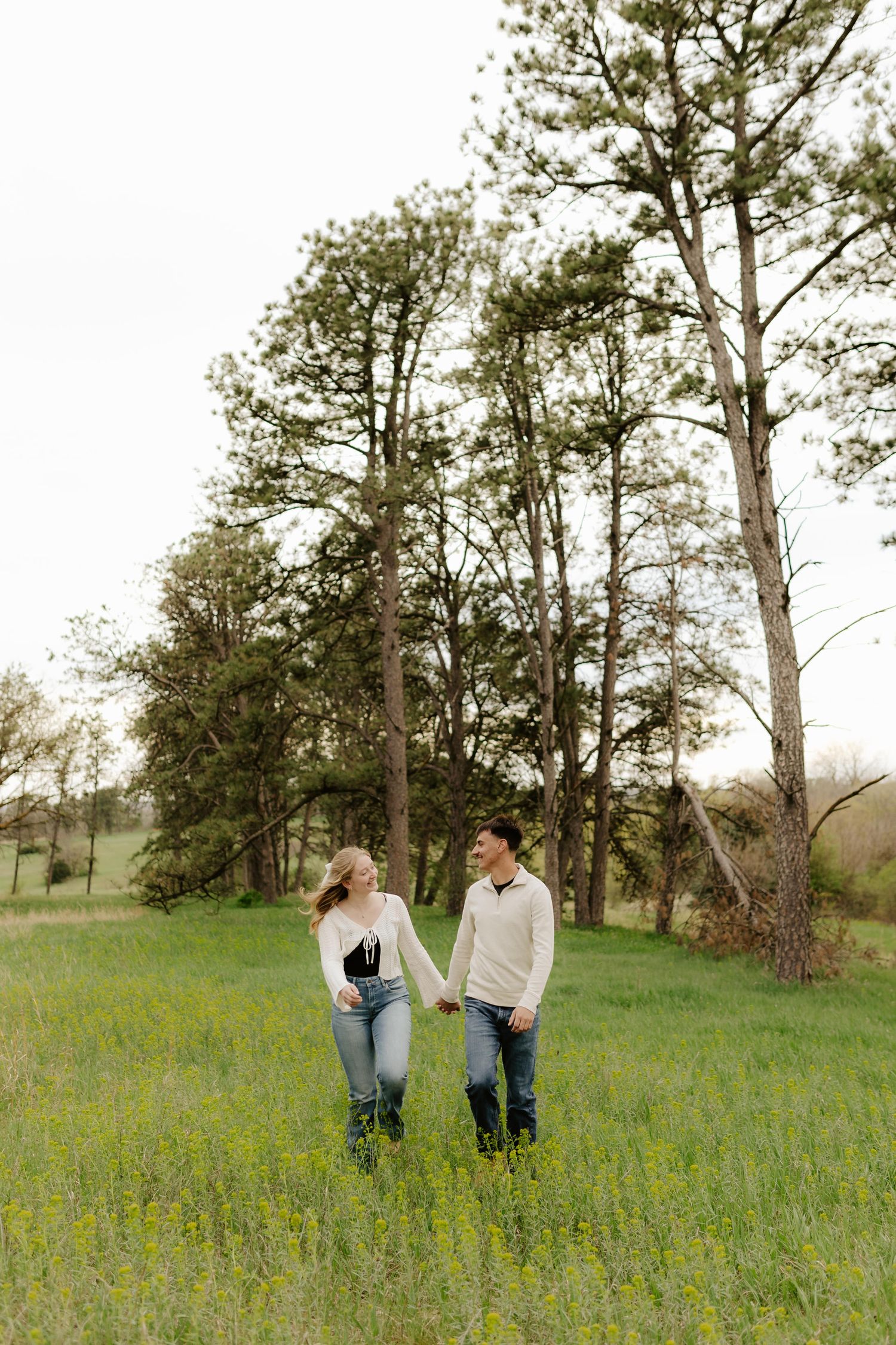 Engagement photography at Pioneers Park in Lincoln, NE. Romantic outdoor session with natural light, perfect for Nebraska couples