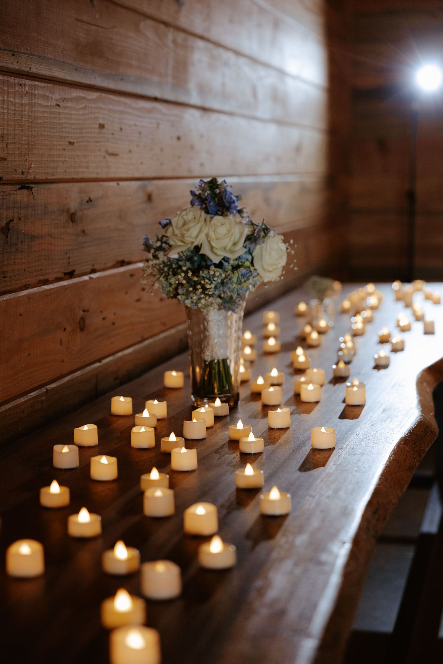 Rustic wedding décor and reception styling at Sparks Barn wedding venue