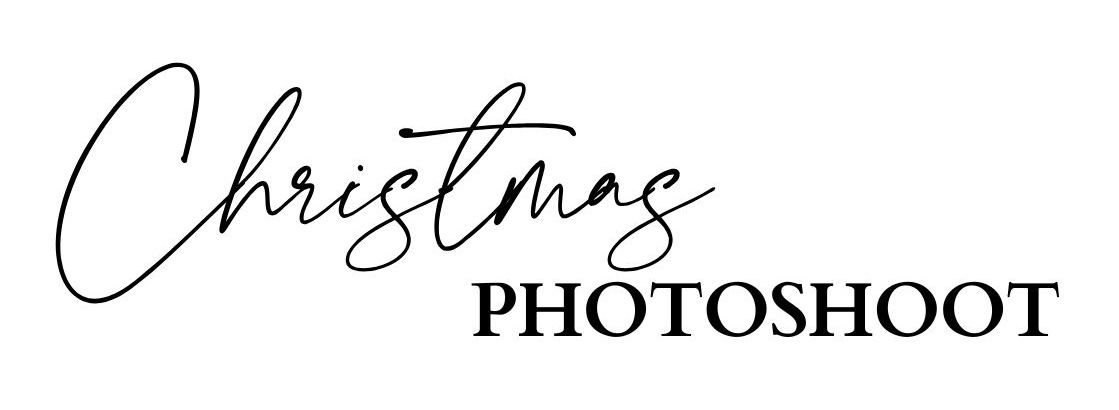 Elegant cursive text reading 'Christmas Photoshoot' in black calligraphy against a white background.