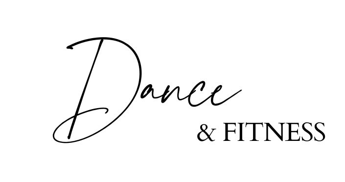 Minimalist calligraphy text design spelling 'Dance & Fitness'.
