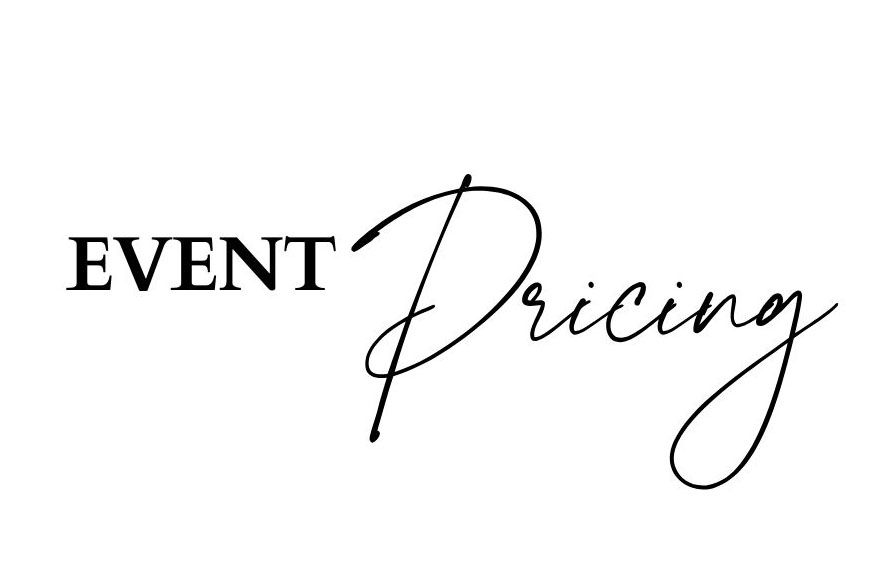 Stylish black text design showing 'EVENT Pricing' with elegant script font on white background.