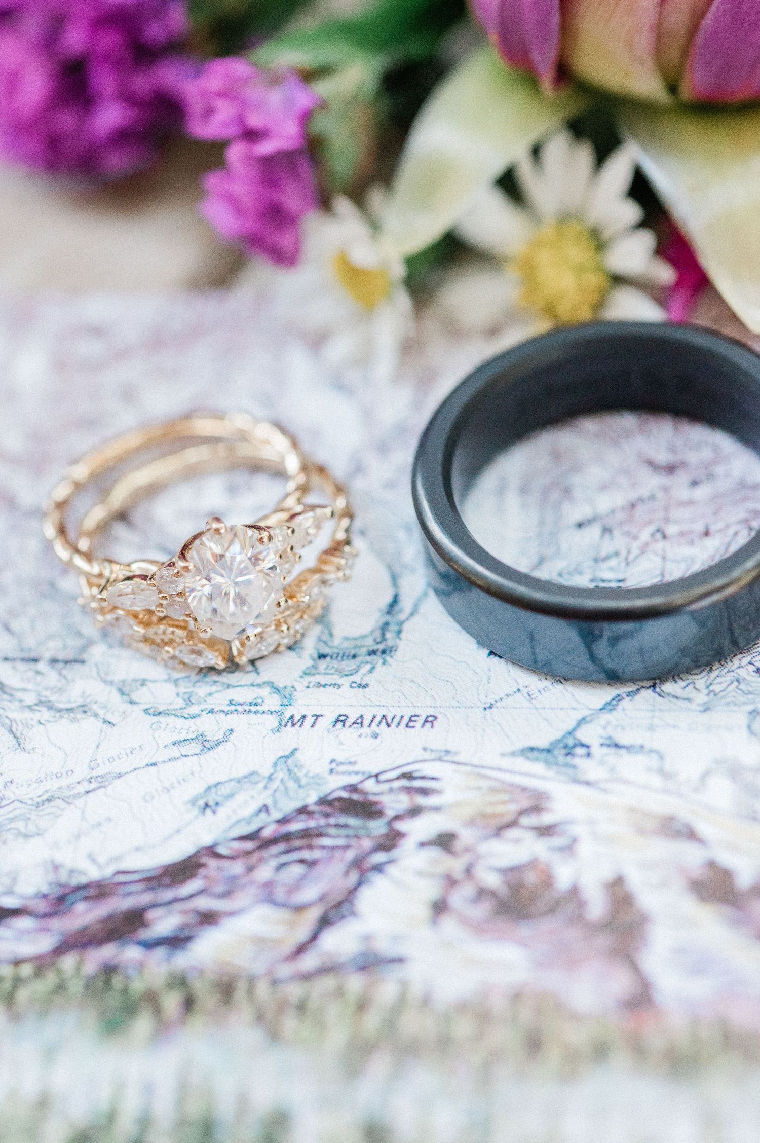 wedding rings on top of mt. Rainier map