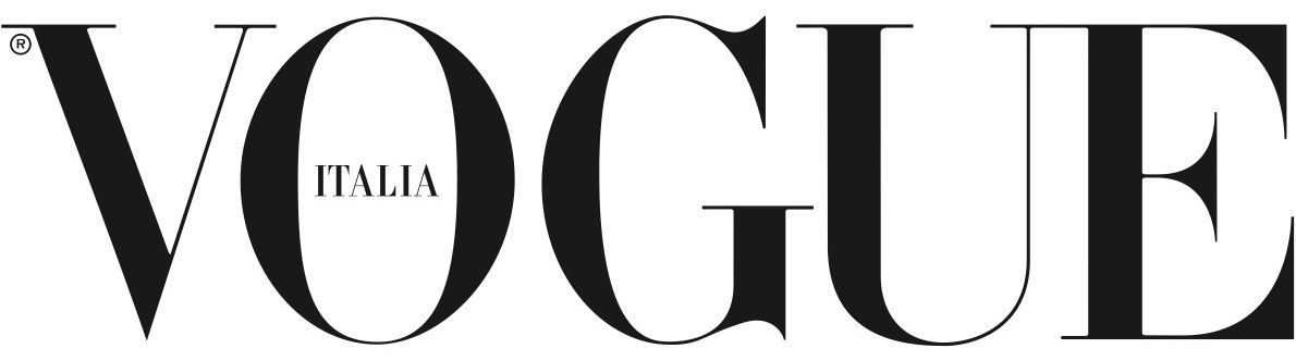 Black and white Vogue Italia magazine logo on white background.