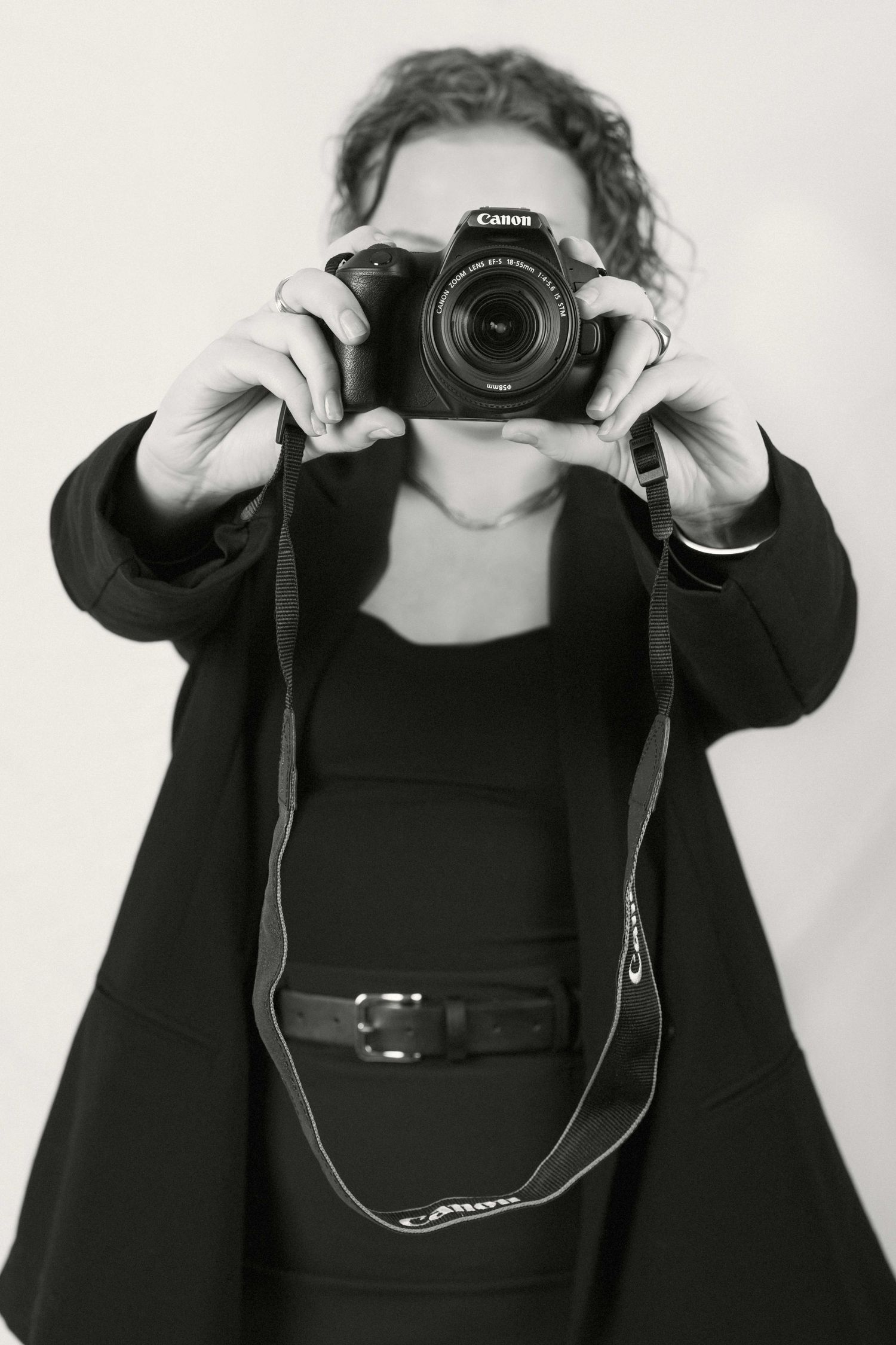 Series showing someone holding and using a Canon camera against white background.