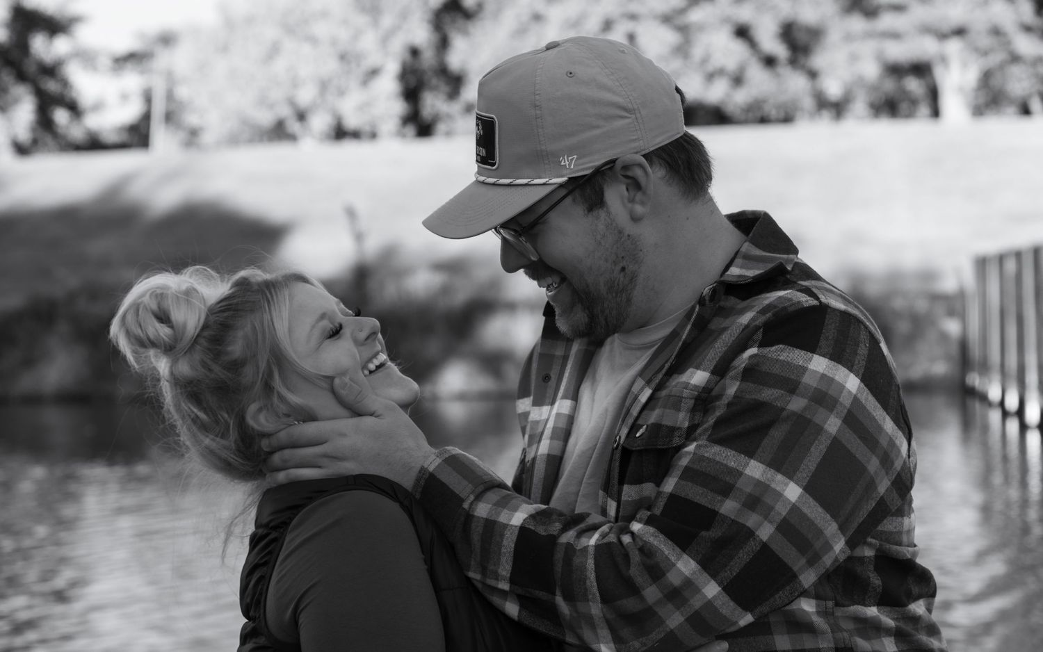 Black and white intimate portrait series capturing tender moments between couple.