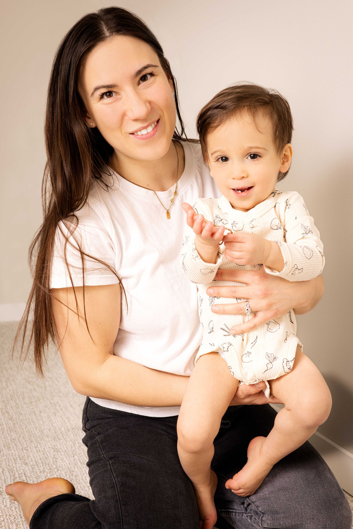 A heartwarming portrait of parent and child sharing a happy moment together.
