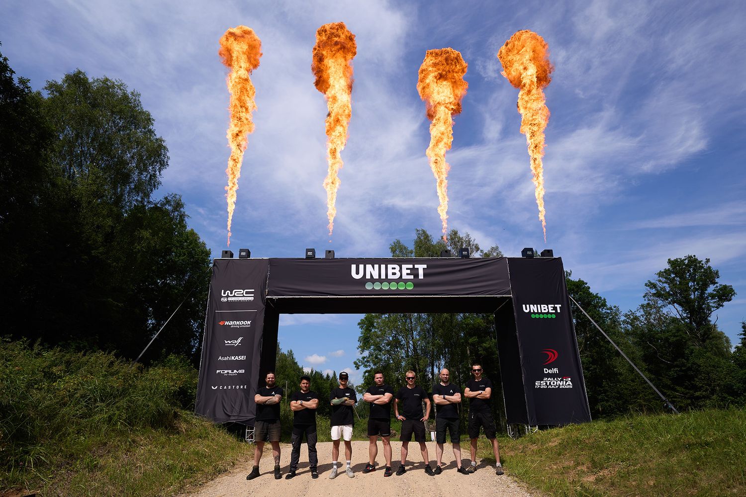 SFX, WRC rally, flames, hellfire, Alpha FX crew, Unibet
