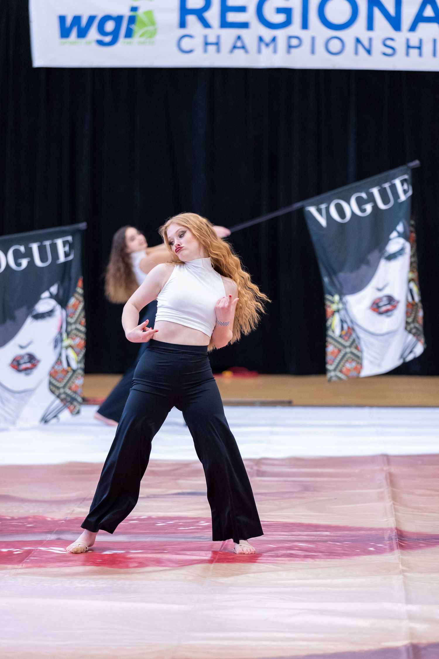 color guard performer dancing with sass during WGI Omaha