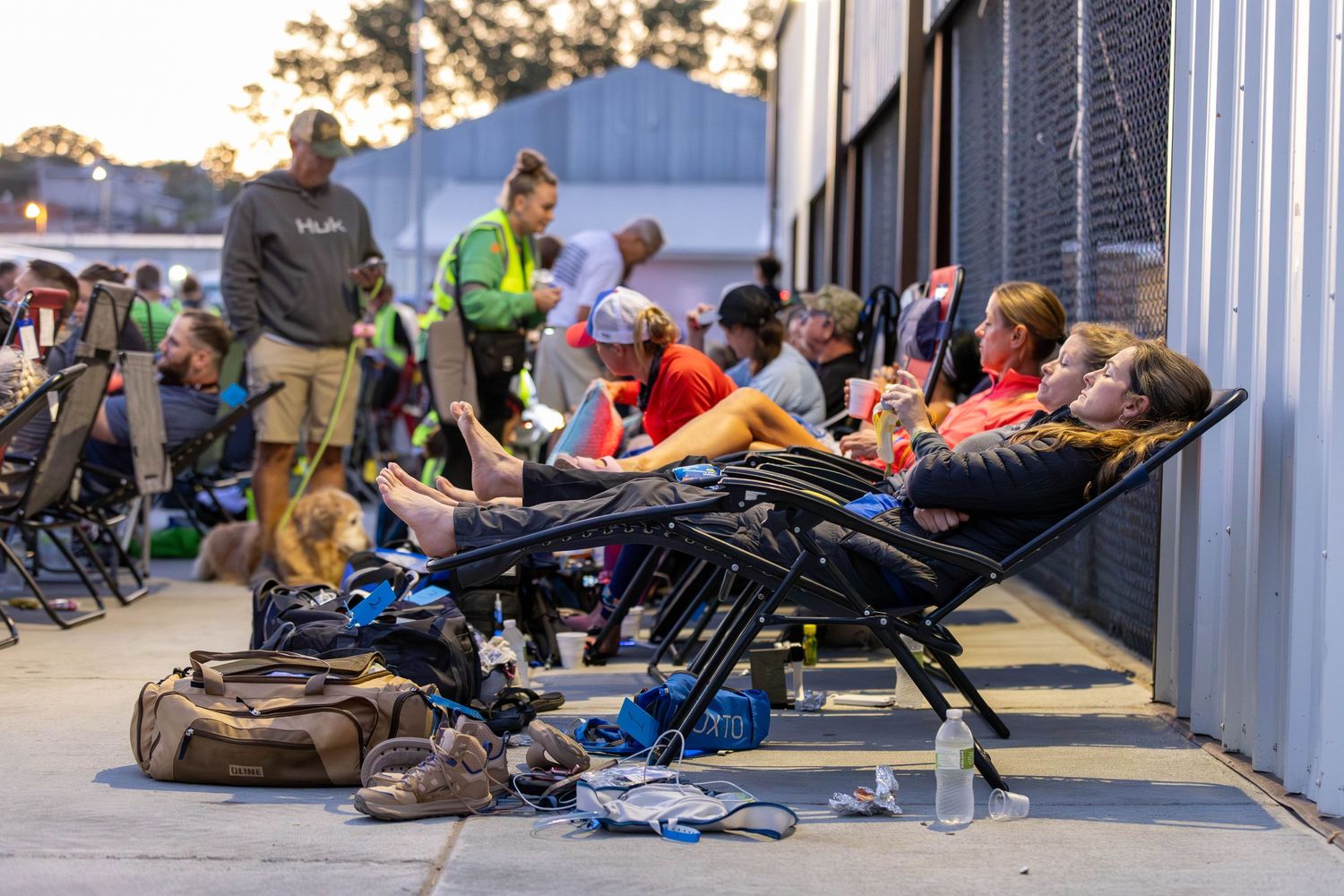 marchers resting after taking marching during the 50 mile march