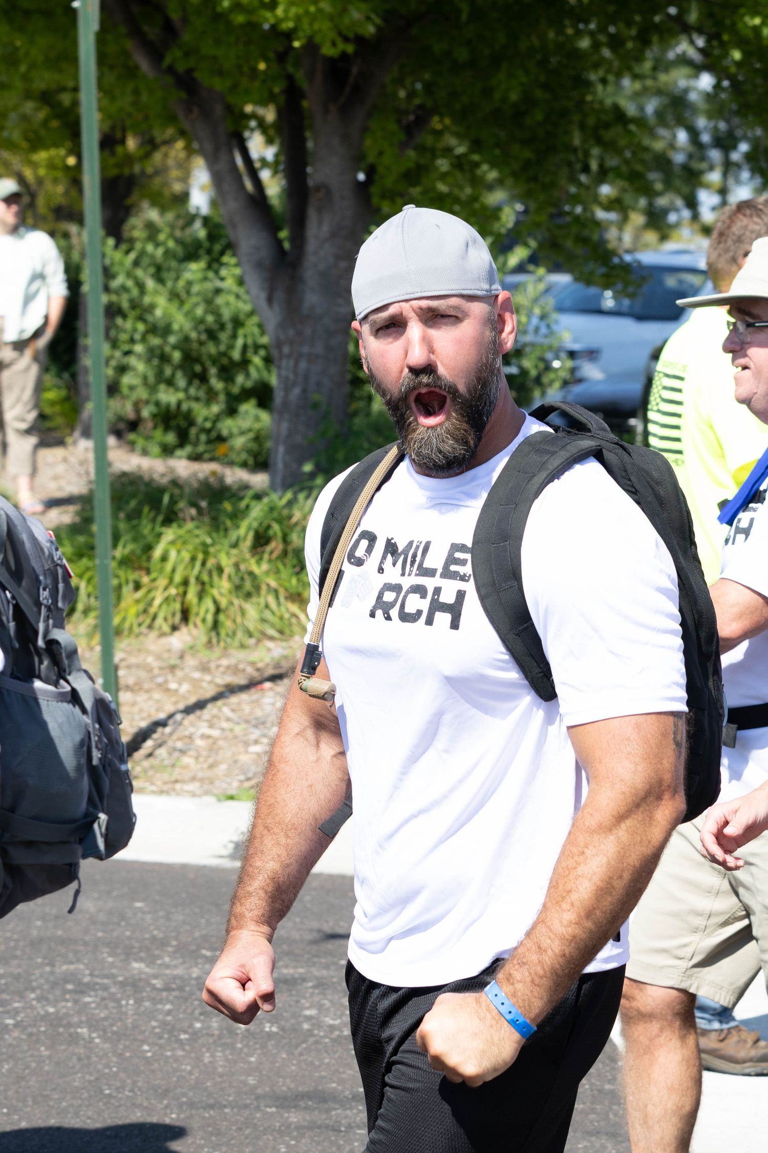 pumped up marcher during the 50 mile march. lets go!