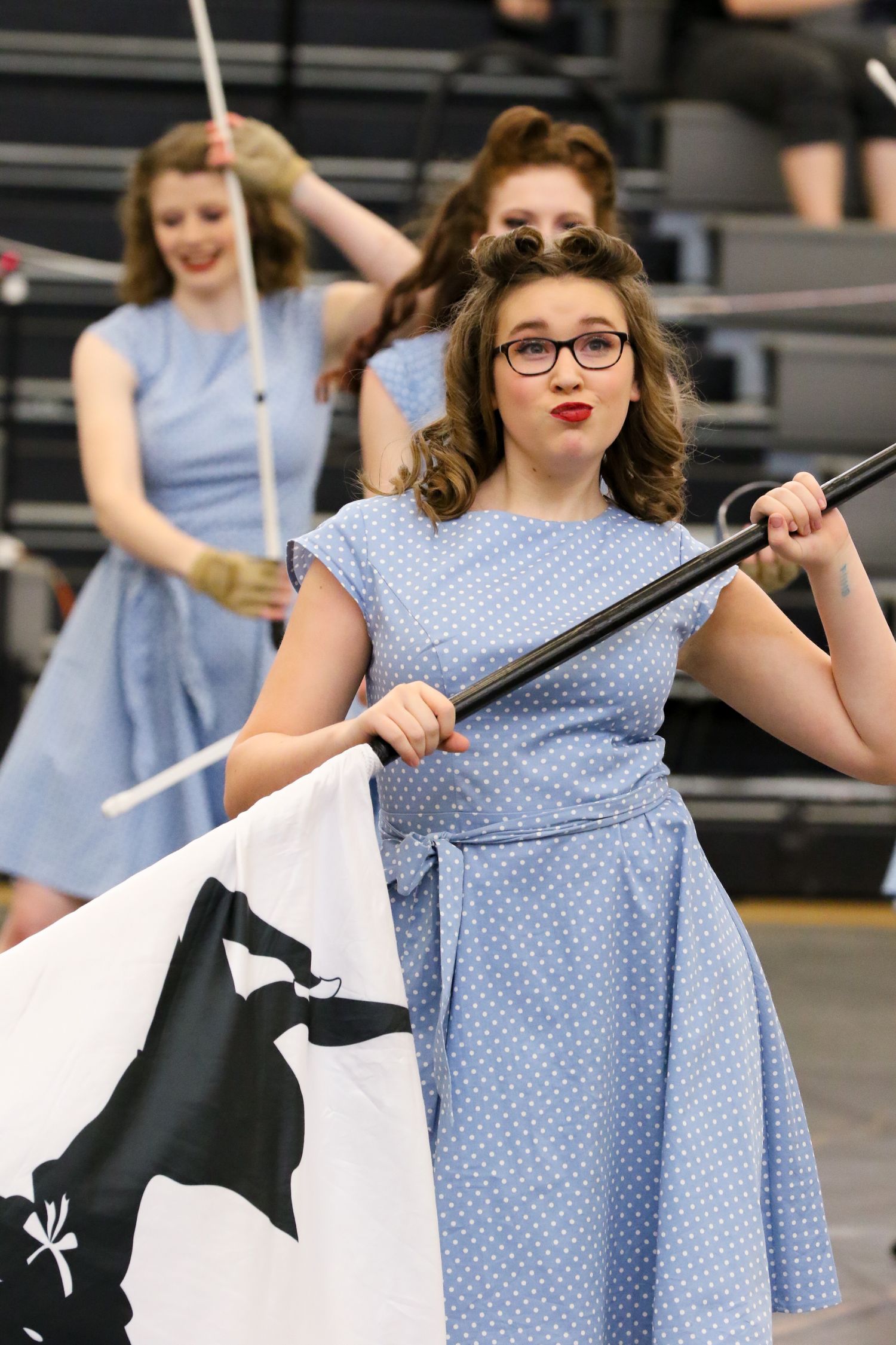color guard performer dancing with sass during WGI Denver